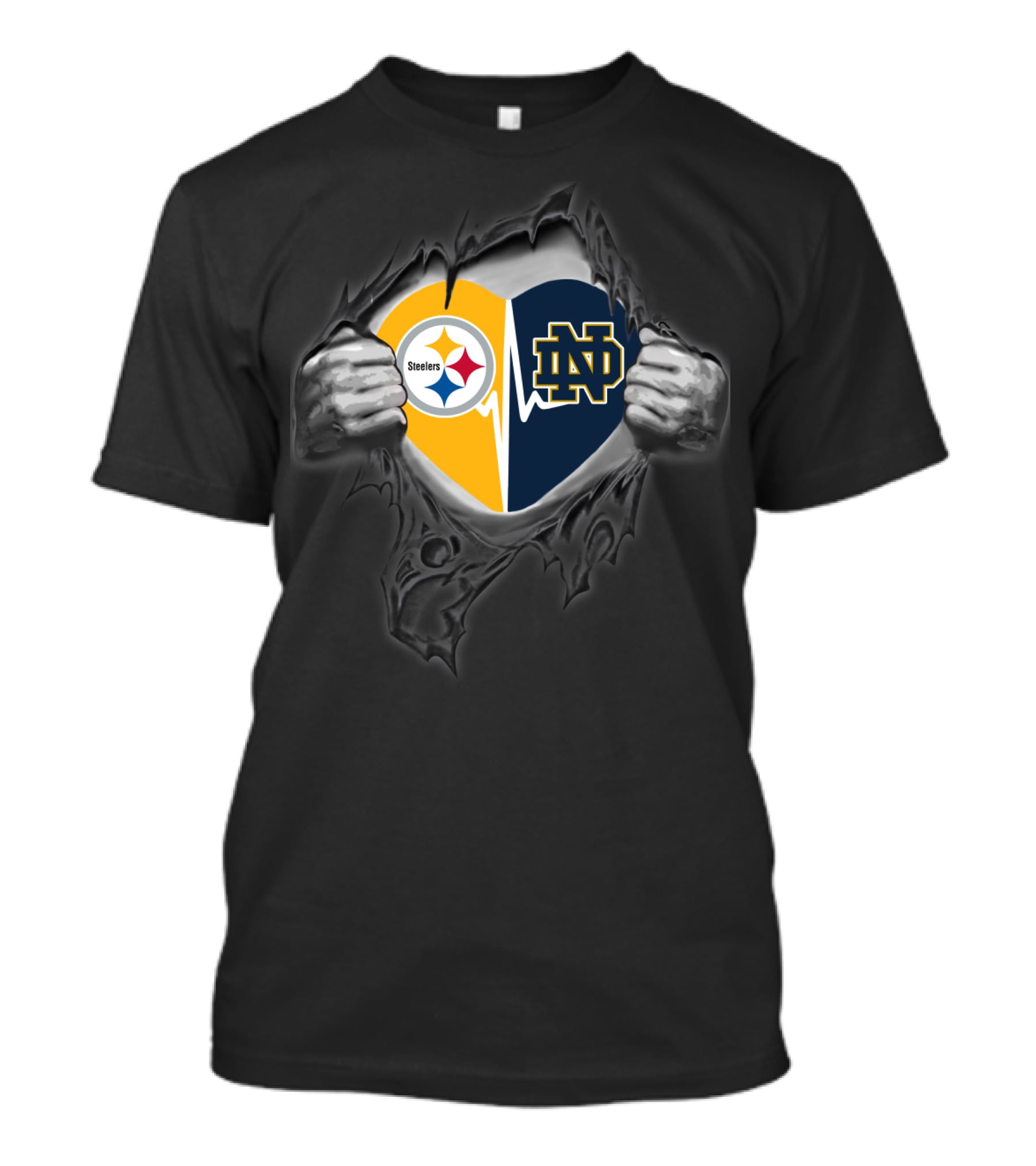 Steelers Notre Dame Heart Logo Combo T-Shirt