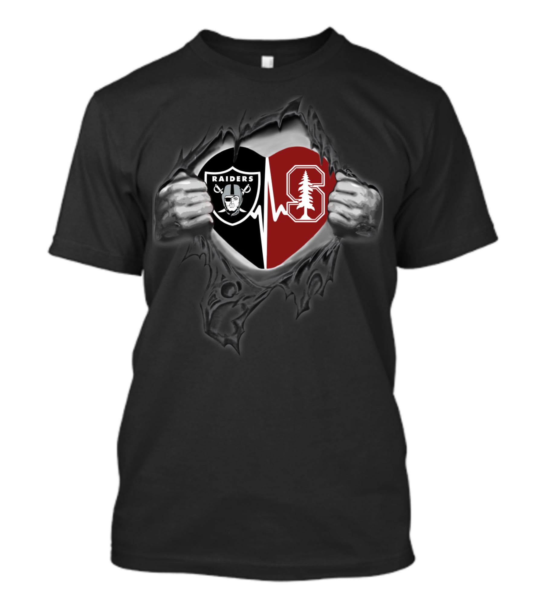 Raiders Heartbeat Stanford Cardinal Logo Fusion T-Shirt