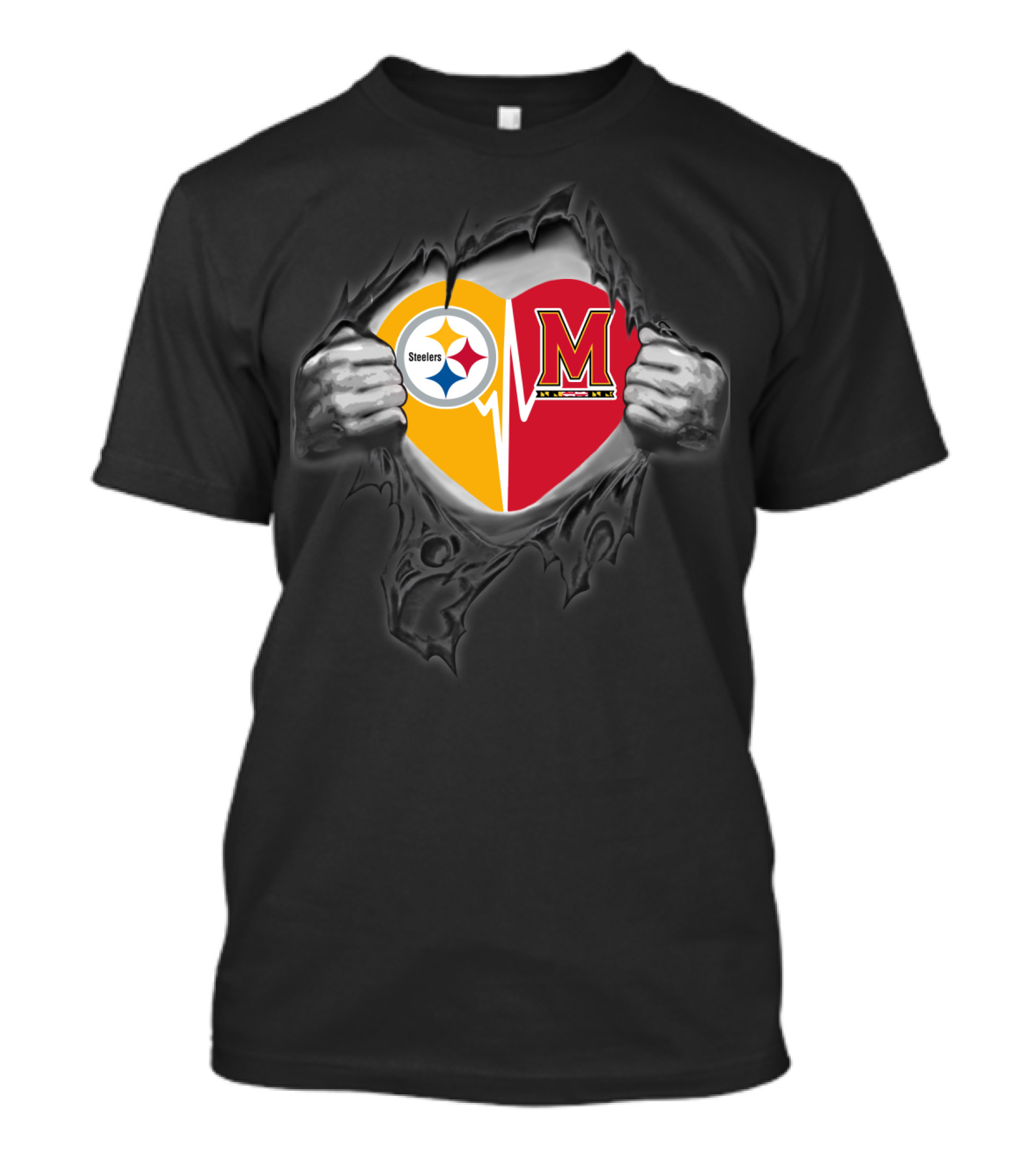 Steelers Maryland Terrapins Heart Reveal T-Shirt