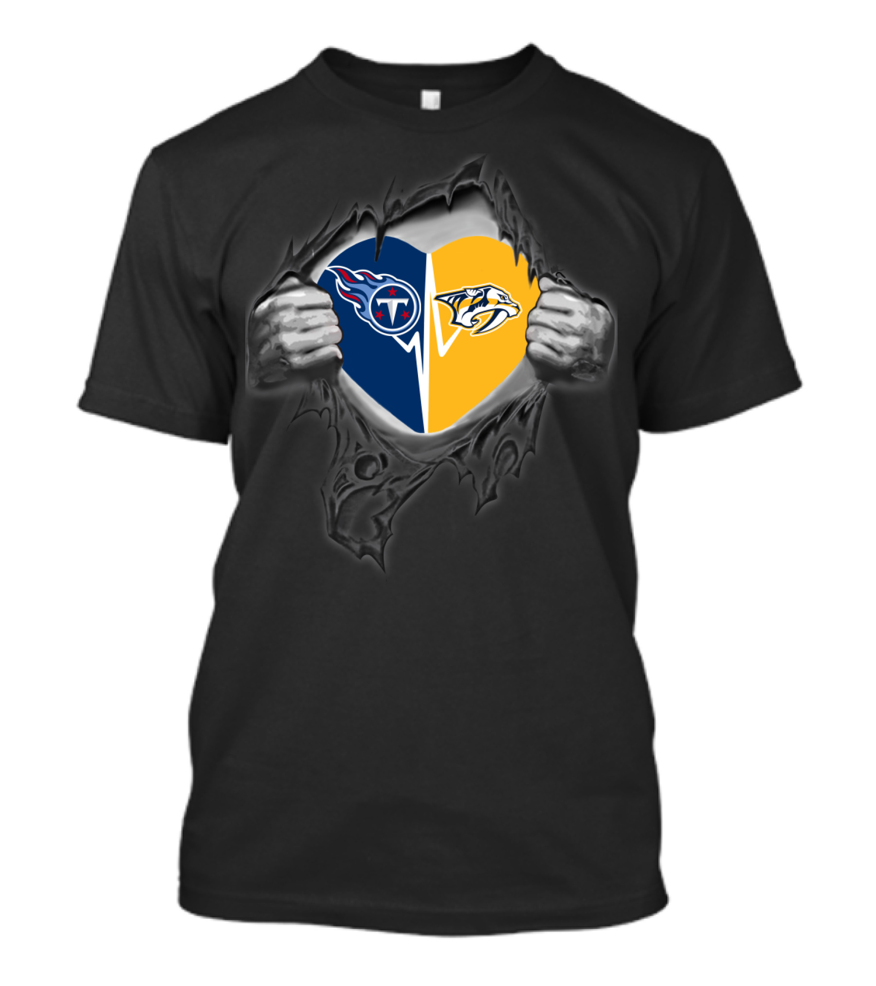 Titans Nashville Predators Heart Logo Fusion T-Shirt