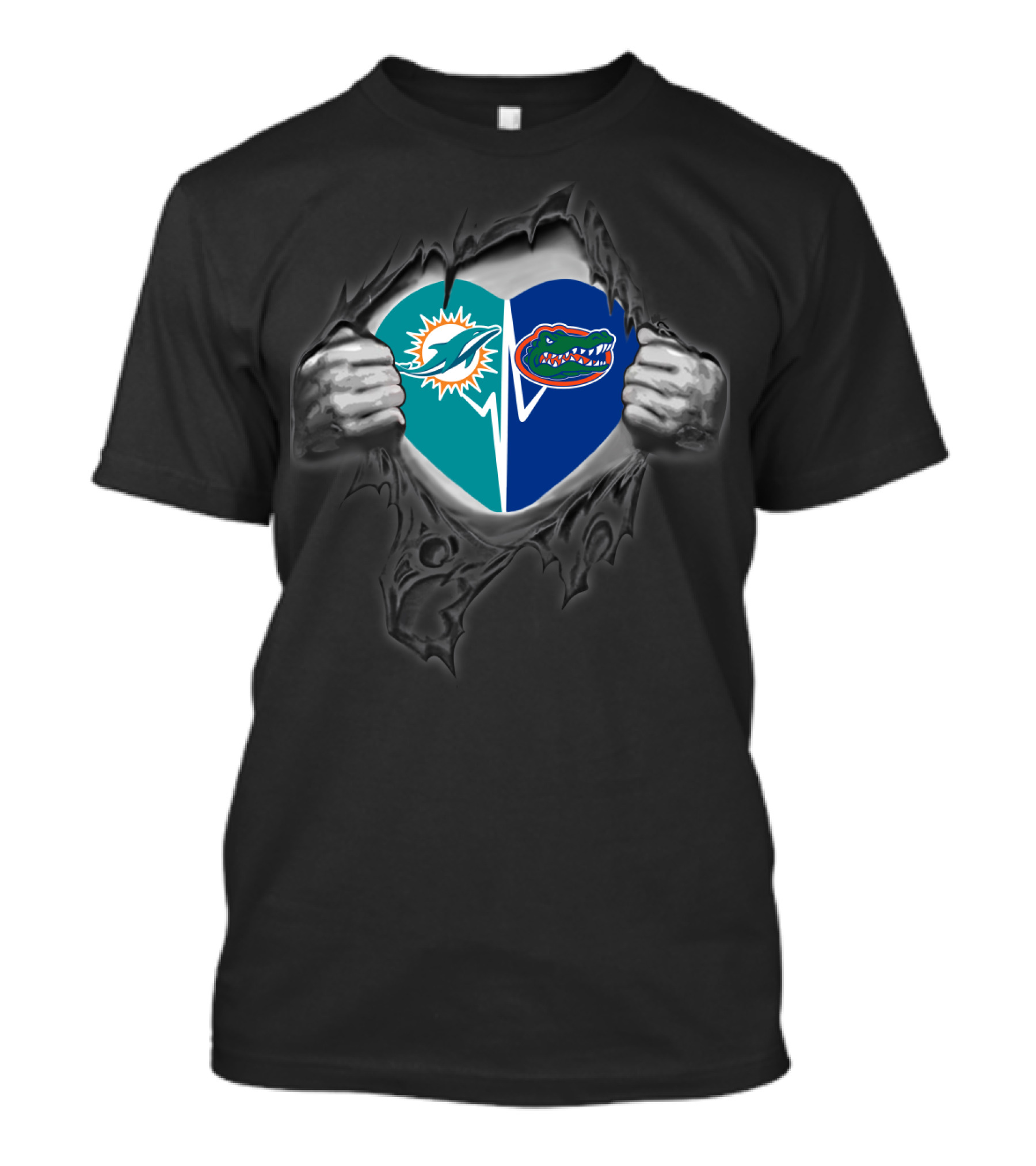 Miami Dolphins Florida Gators Heart Logo Combo T-Shirt