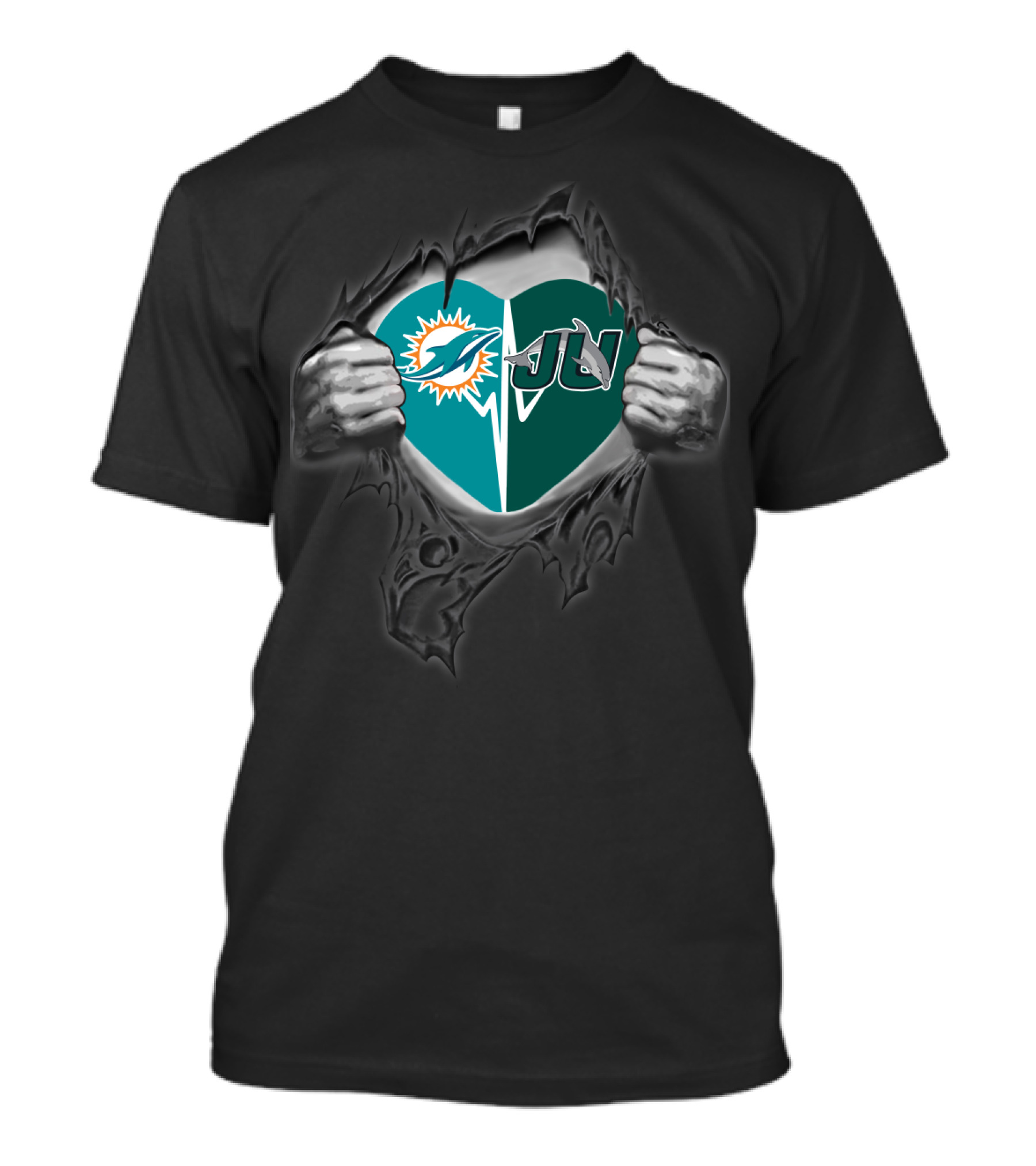 Miami Dolphins Jacksonville Dolphins Heart T-Shirt