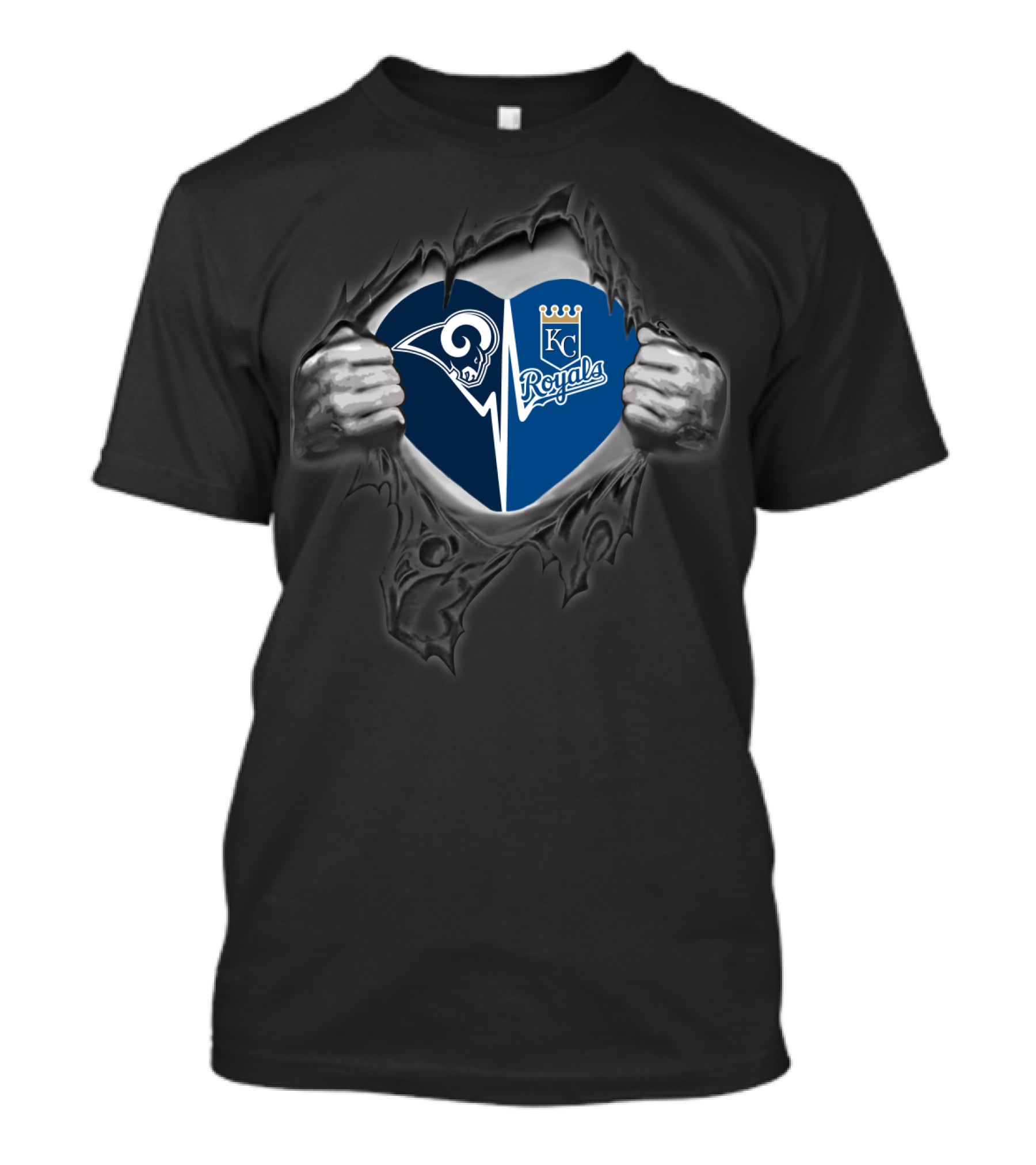 Rams Kansas City Royals Heart Logo Combination T-Shirt