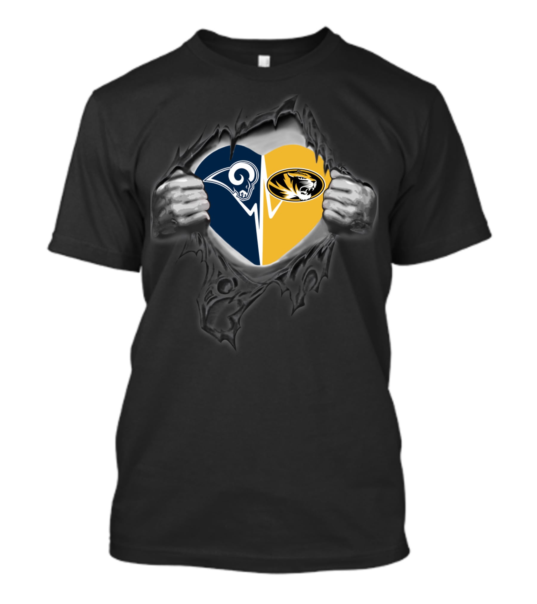 Rams Missouri Tigers Heart Split T-Shirt