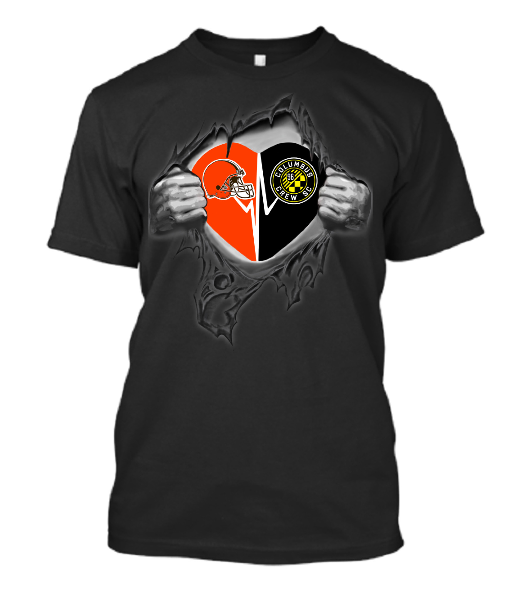 Browns Helmet And Columbus Crew Sc Logo Heart T-Shirt