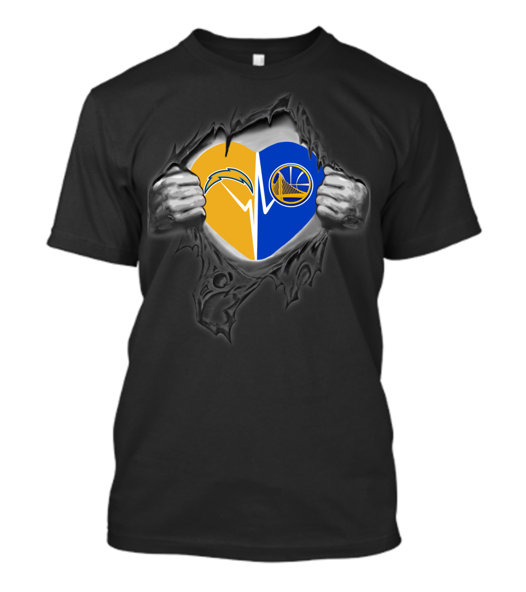Chargers Golden State Warriors Heart Logo Fusion T-Shirt