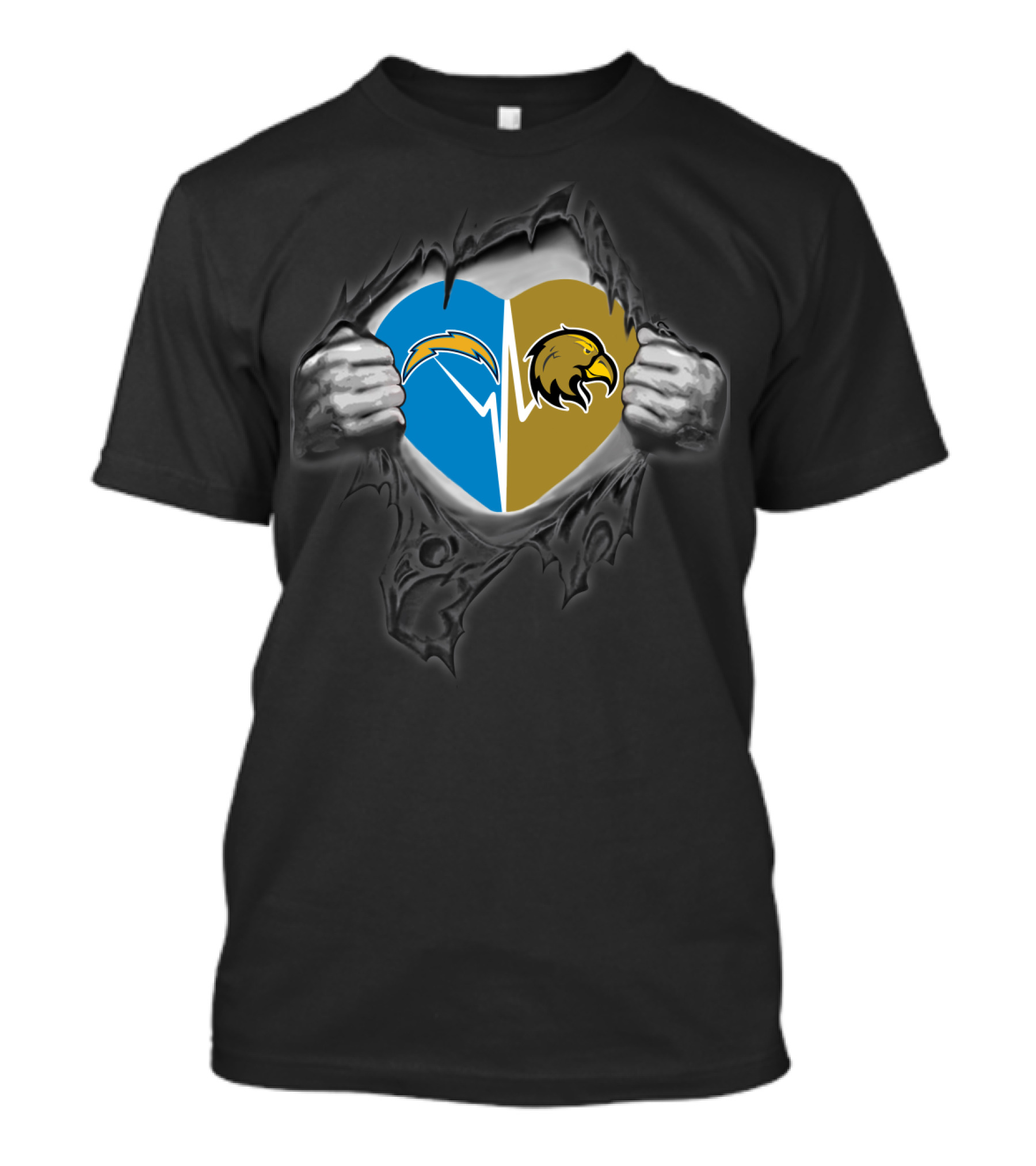Los Angeles Chargers Golden Eagles Heart T-Shirt