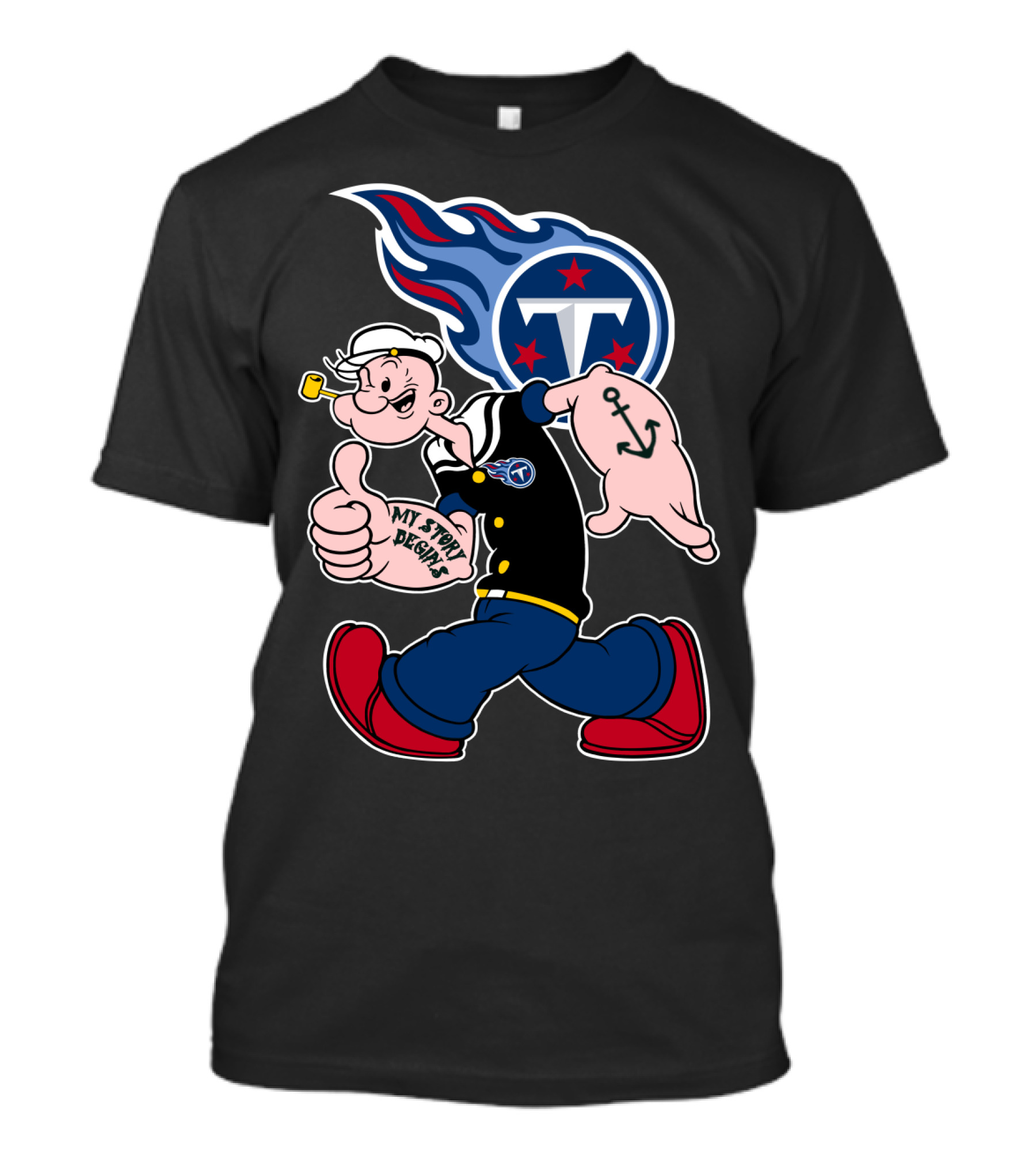 My Story Begins Tennessee Titans Popeye Football T-Shirt