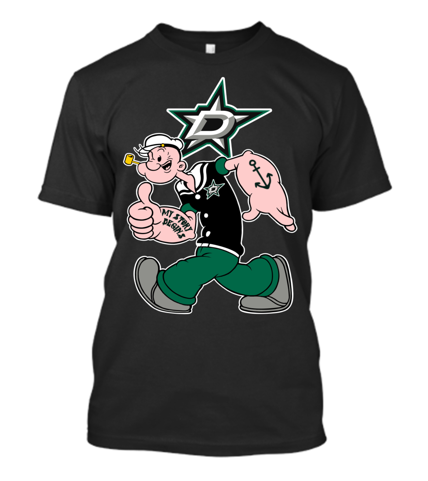 My Story Designs Dallas Stars Popeye Anchor 82 T-Shirt