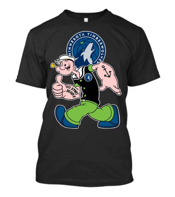 Minnesota Timberwolves Popeye Cartoon Character Crossover T-Shirt