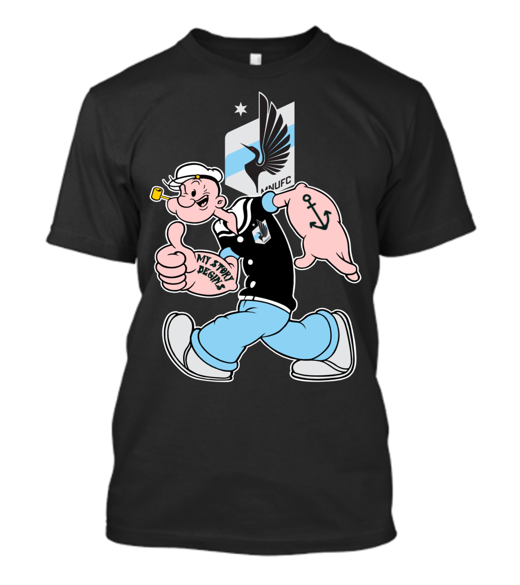 Minnesota United Fc Popeye My Story Designs Anchor T-Shirt