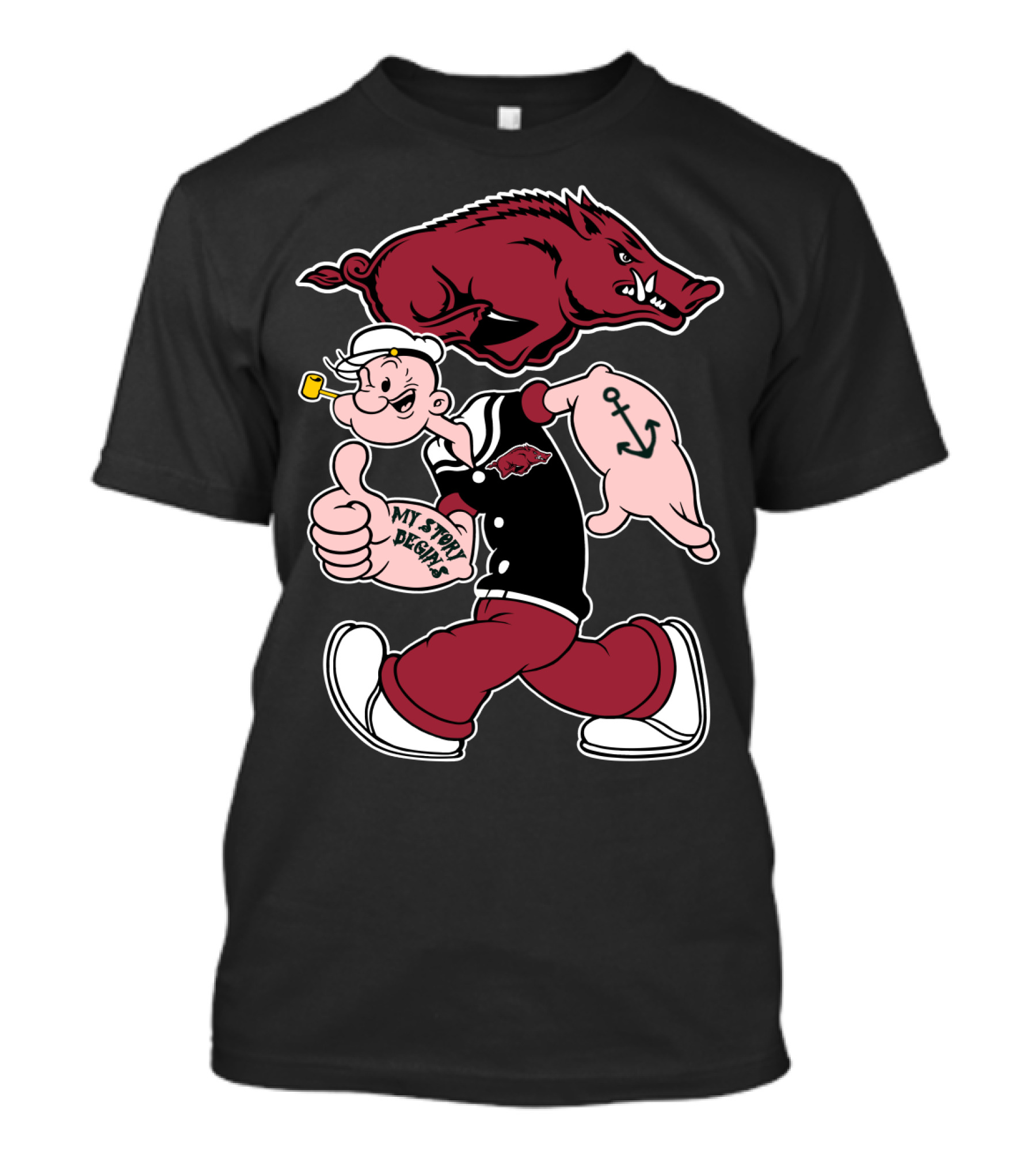 Popeye Arkansas Razorbacks My Story Begins T-Shirt