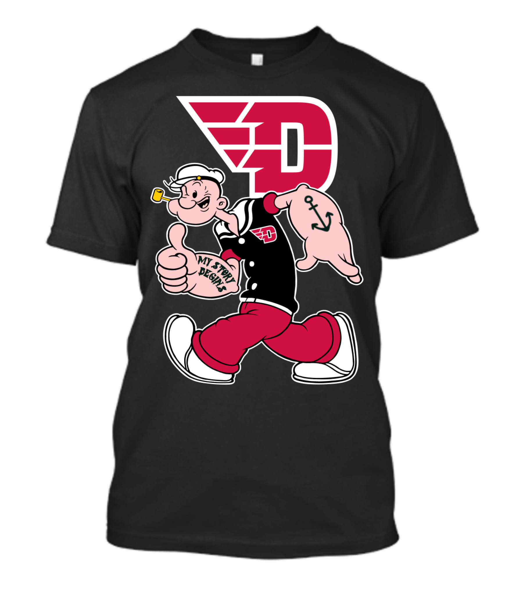 Dayton Flyers 176 Popeye Thumbs Up T-Shirt