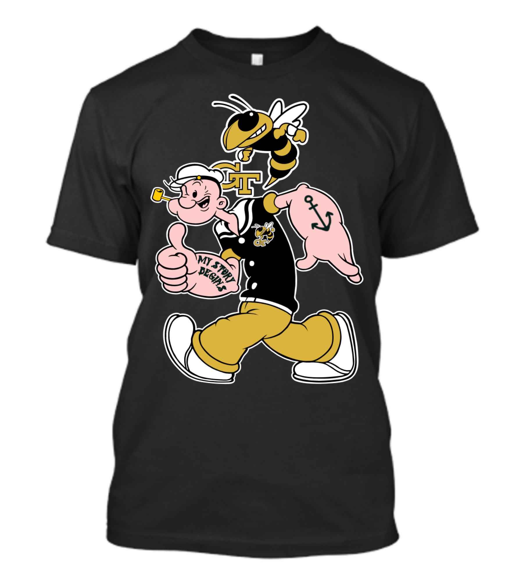 Georgia Tech Yellow Jackets Buzz And Sailor Character T-Shirt