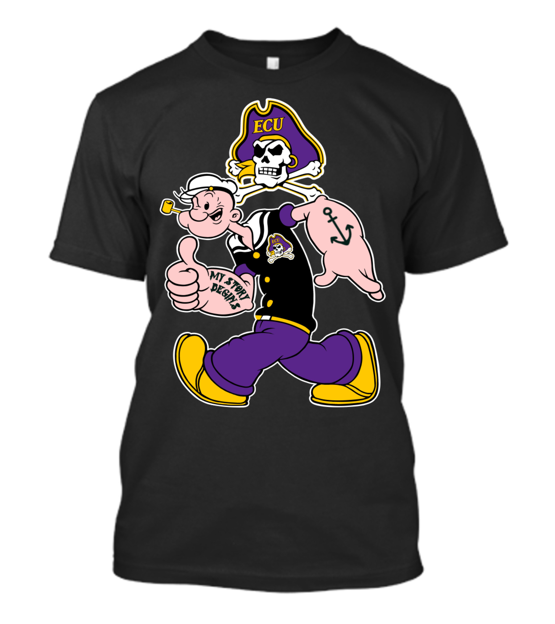 Ecu Pirates Popeye My Story Begins T-Shirt