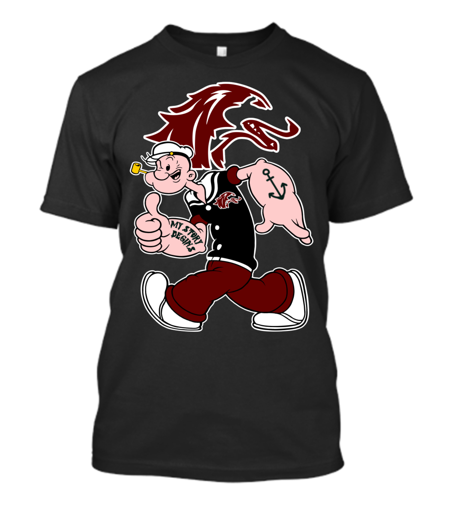 Southern Illinois Saluki My Story Designs Popeye Anchor T-Shirt