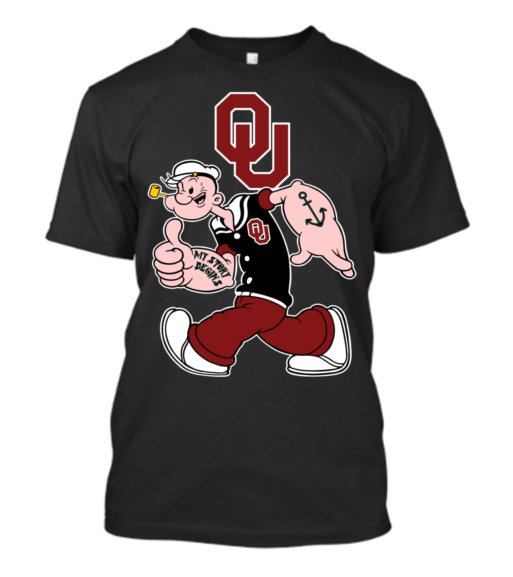 Ou Oklahoma Sooners Popeye Anchor Thumbs Up T-Shirt