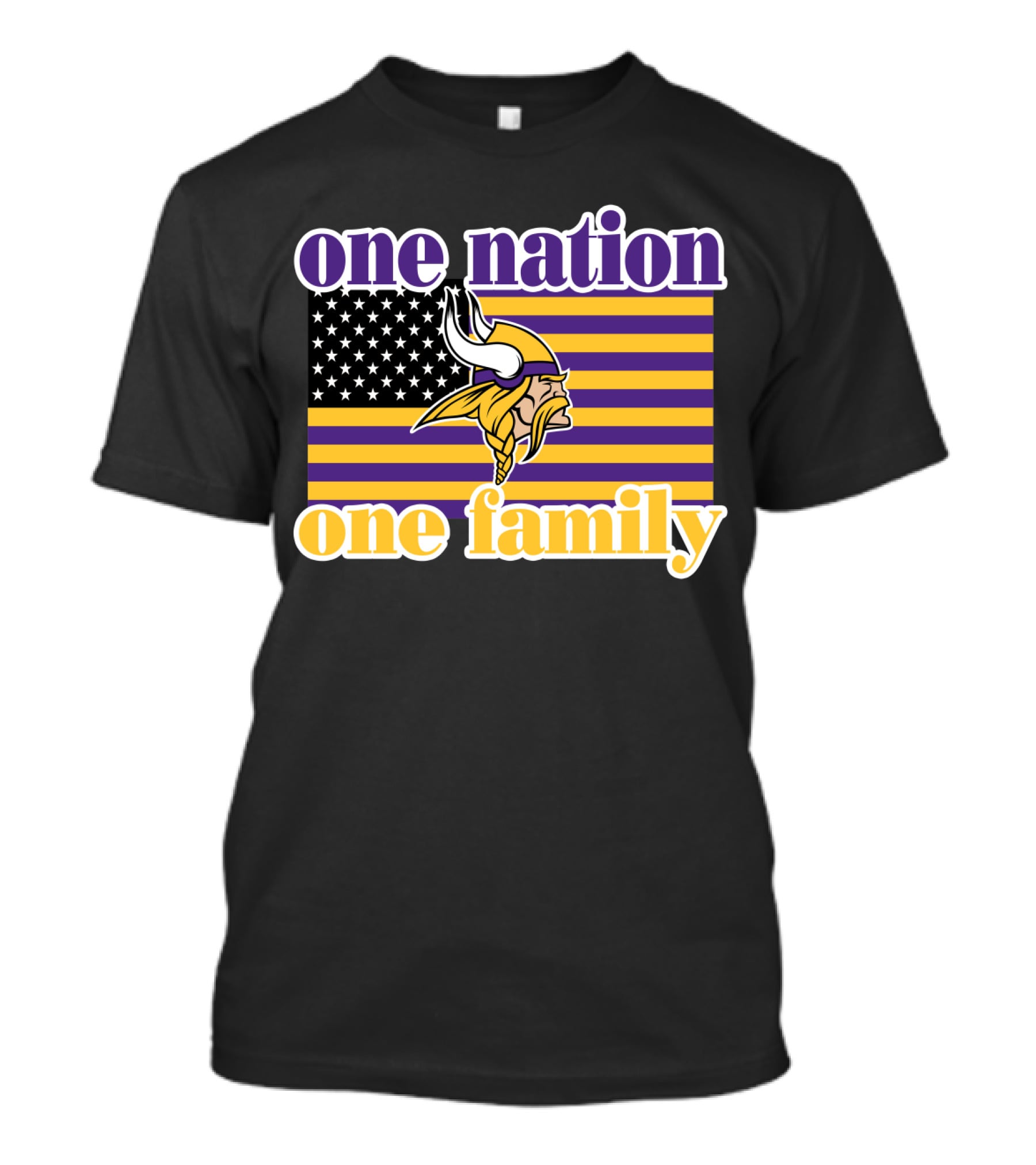 One Nation One Family Minnesota Vikings American Flag T-Shirt