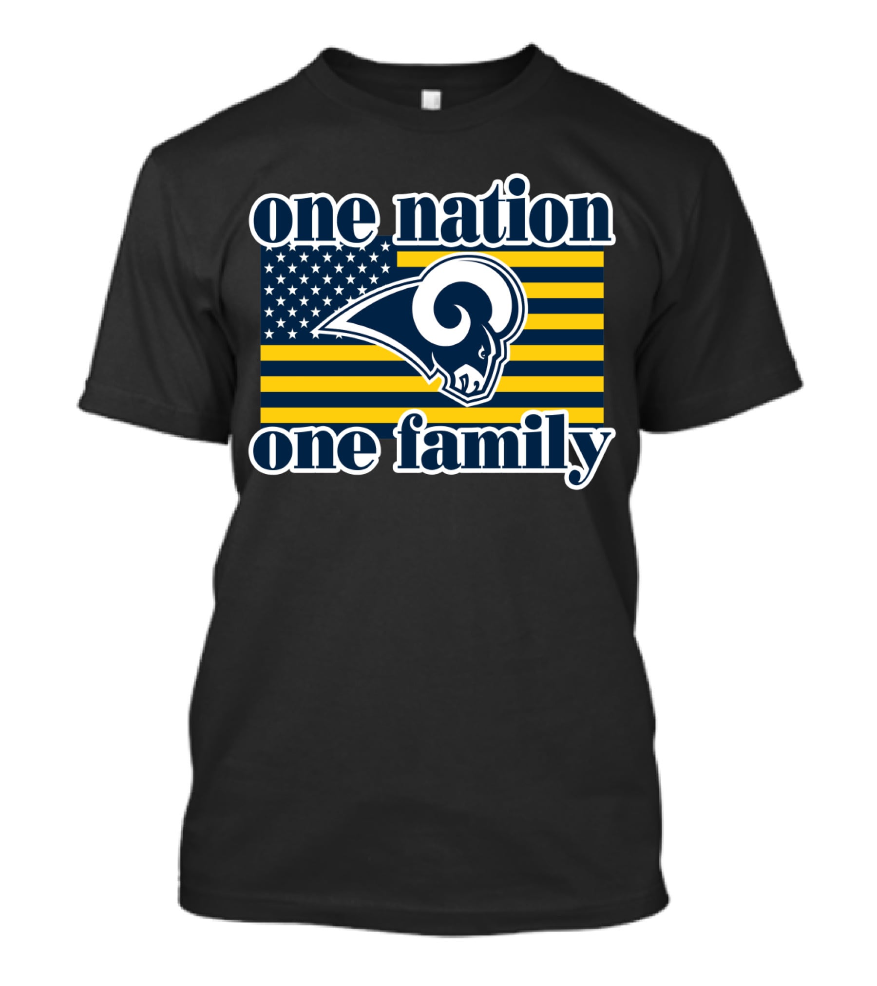 One Nation One Family Los Angeles Rams American Flag T-Shirt