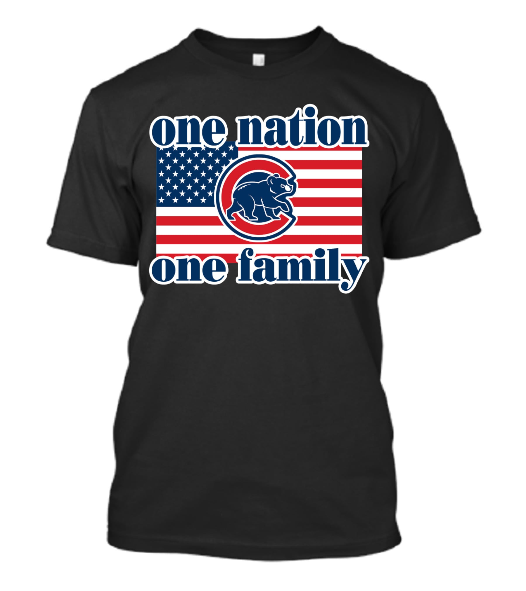One Nation One Family 57 Chicago Cubs American Flag T-Shirt
