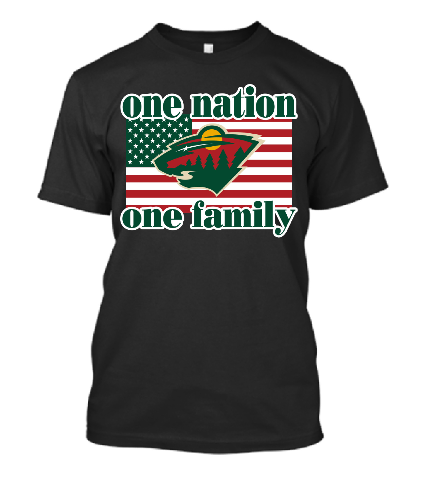 One Nation One Family 102 Minnesota Wild American Flag T-Shirt
