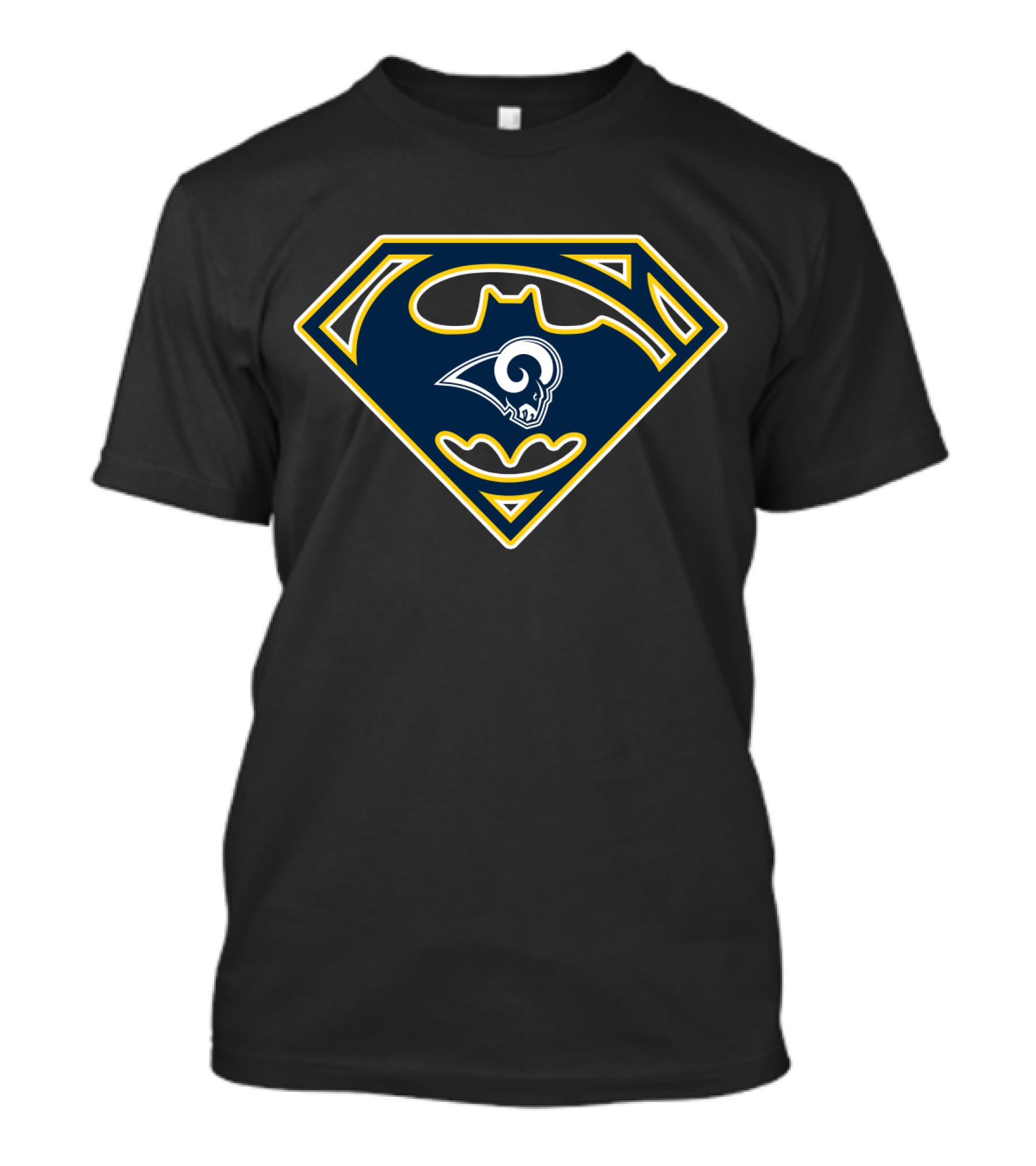 Los Angeles Rams Batman Superman Logo Mashup T-Shirt