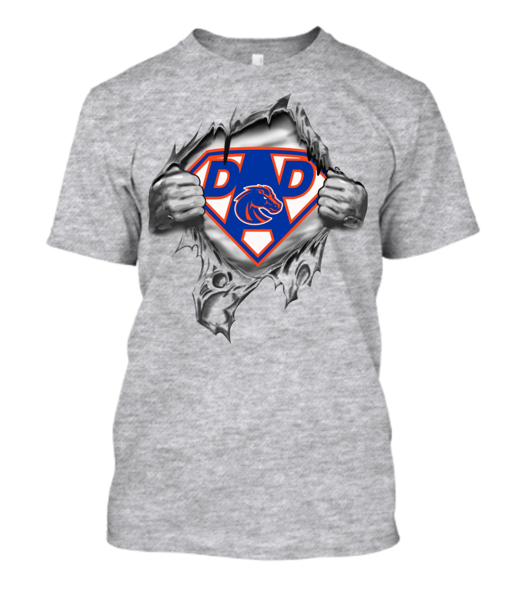 Boise State Broncos Super Dad Logo With Ripped T-Shirt