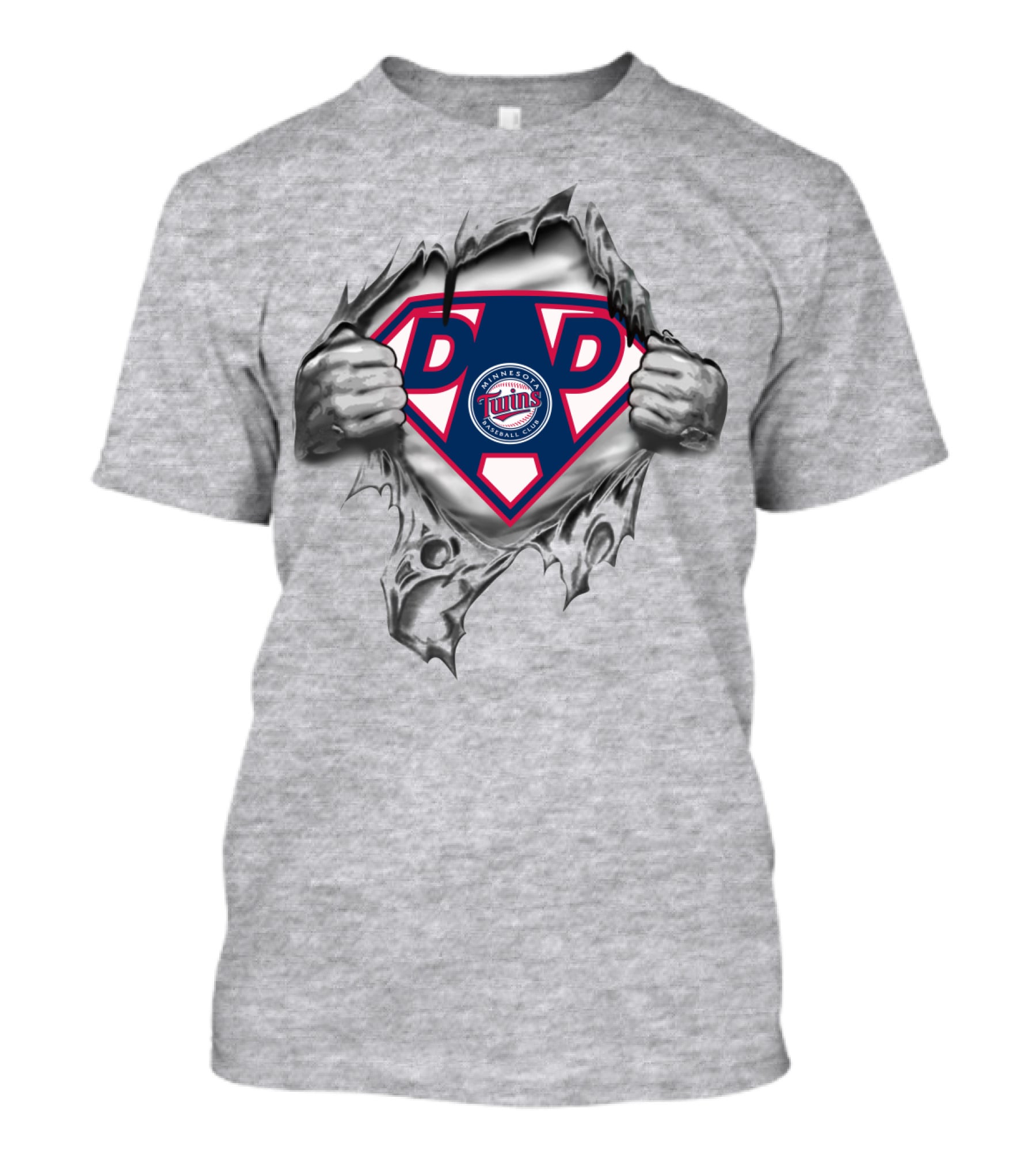 Dad Minnesota Twins Superhero Logo Inside Ripped T-Shirt