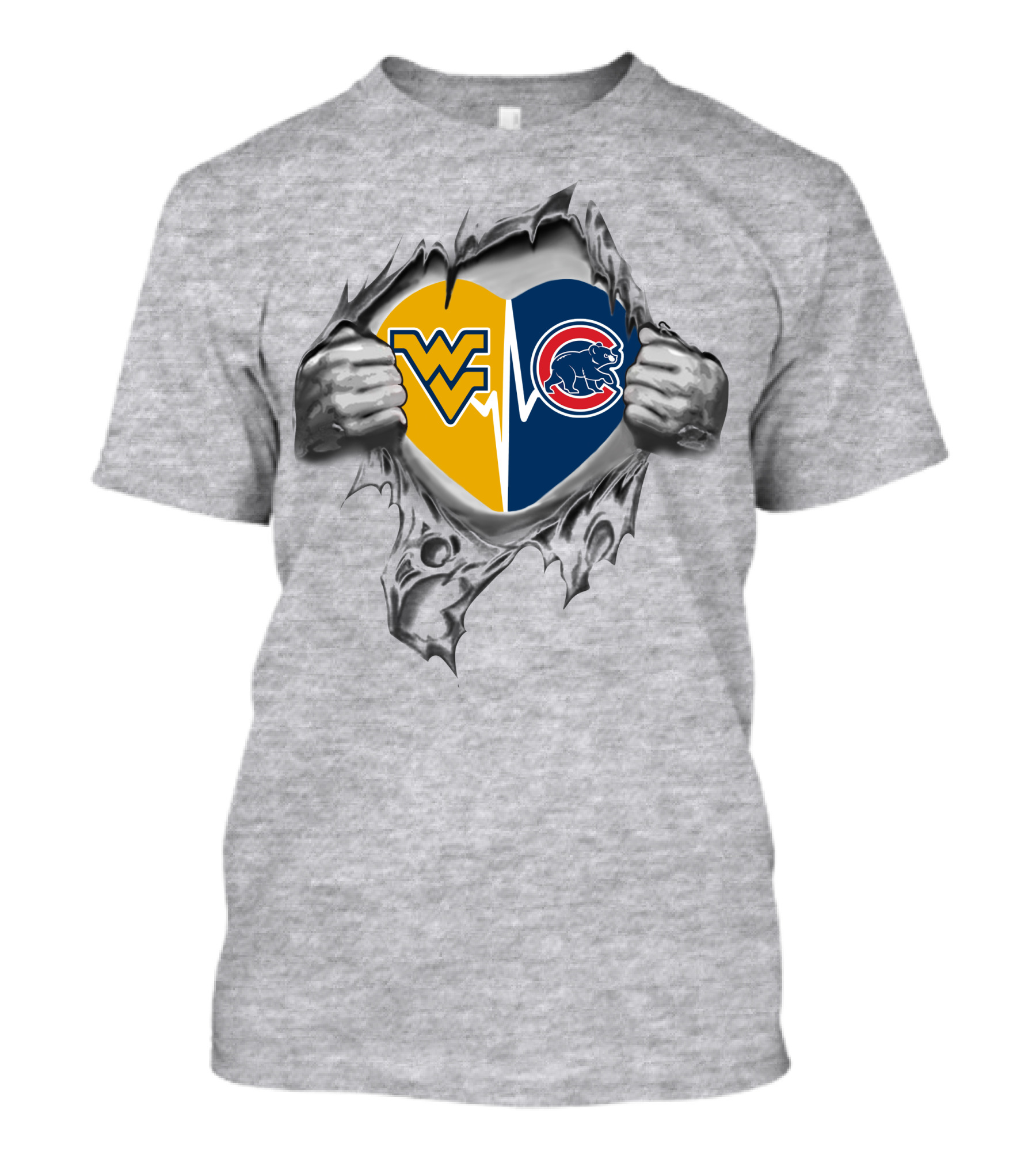 Cubs West Virginia Mountaineers Heartbeat Passion T-Shirt