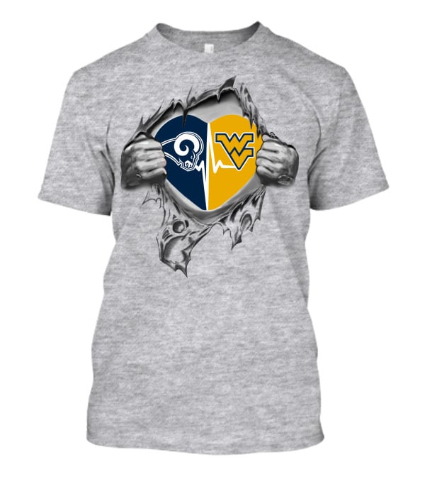 Rams West Virginia Mountaineers Heartbeat Passion Hidden Within T-Shirt