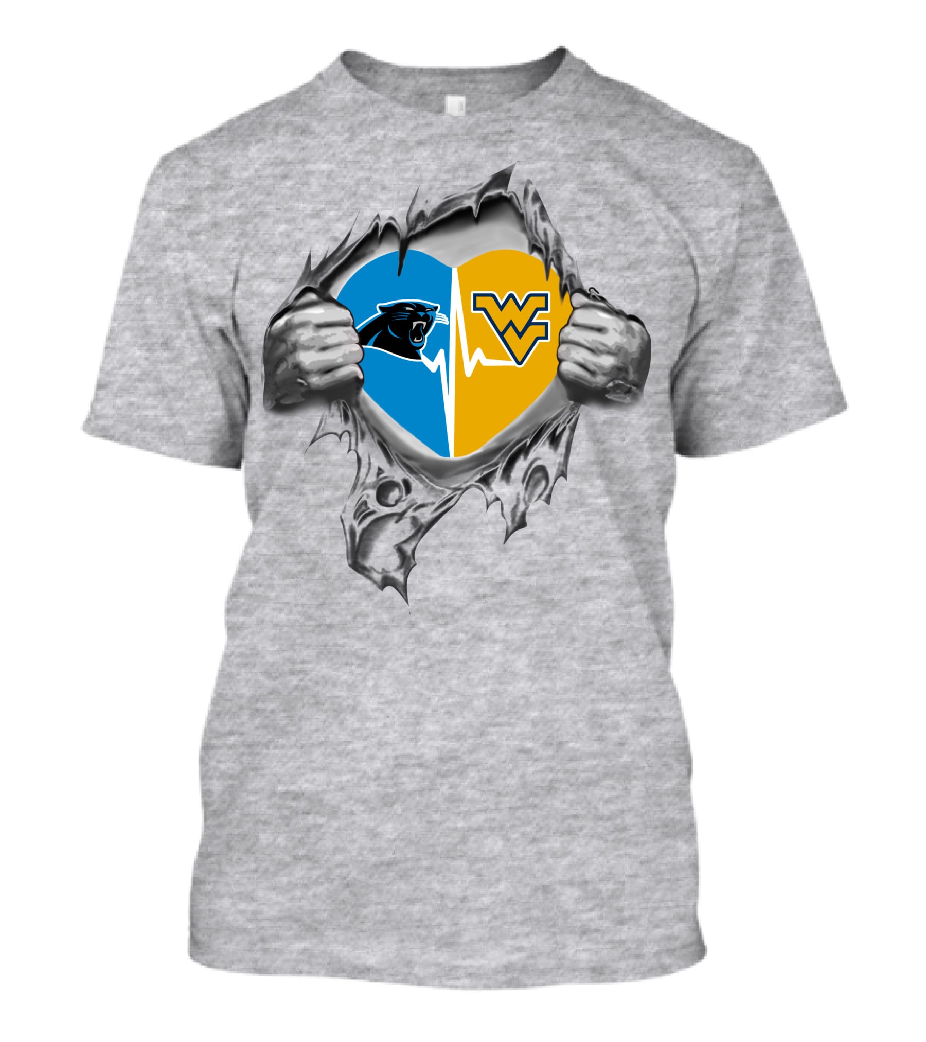 Panthers West Virginia Mountaineers Heartbeat T-Shirt