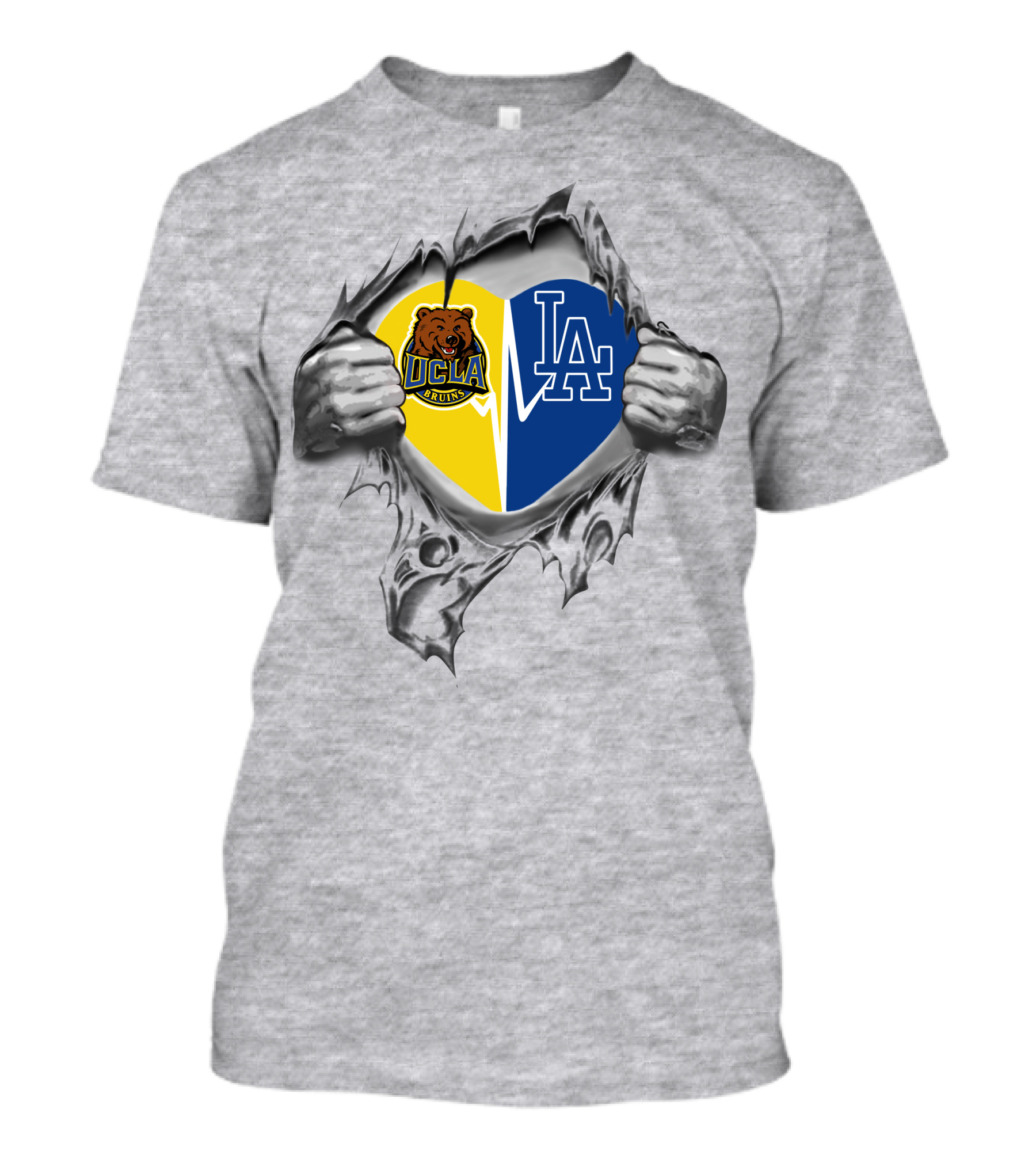 Ucla Bruins Dodgers Heart Torn Open T-Shirt