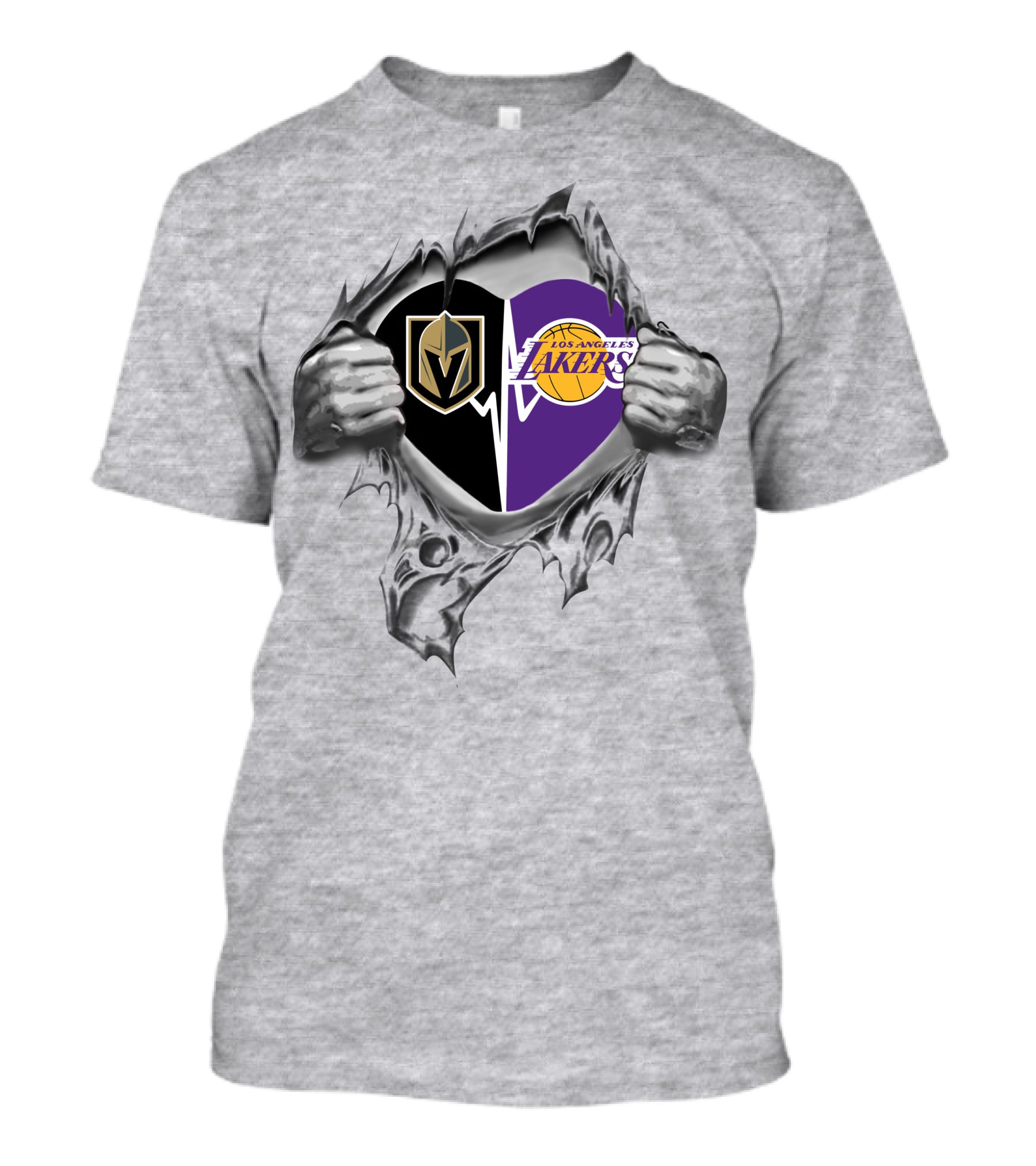 Lakers Los Angeles Knights Heart Ripped T-Shirt