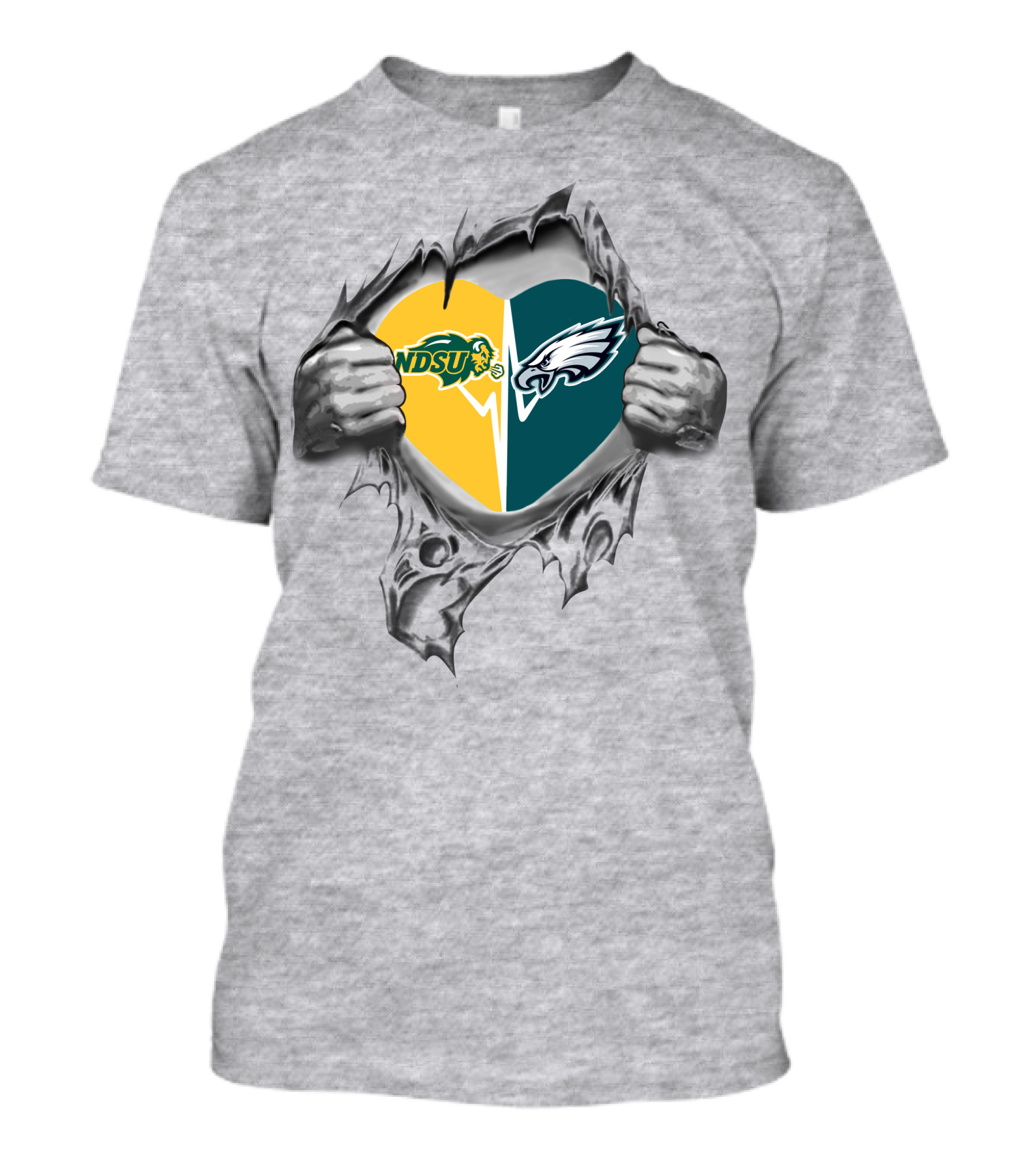 Eagles Ndsu Heart Torn Logo Integration T-Shirt