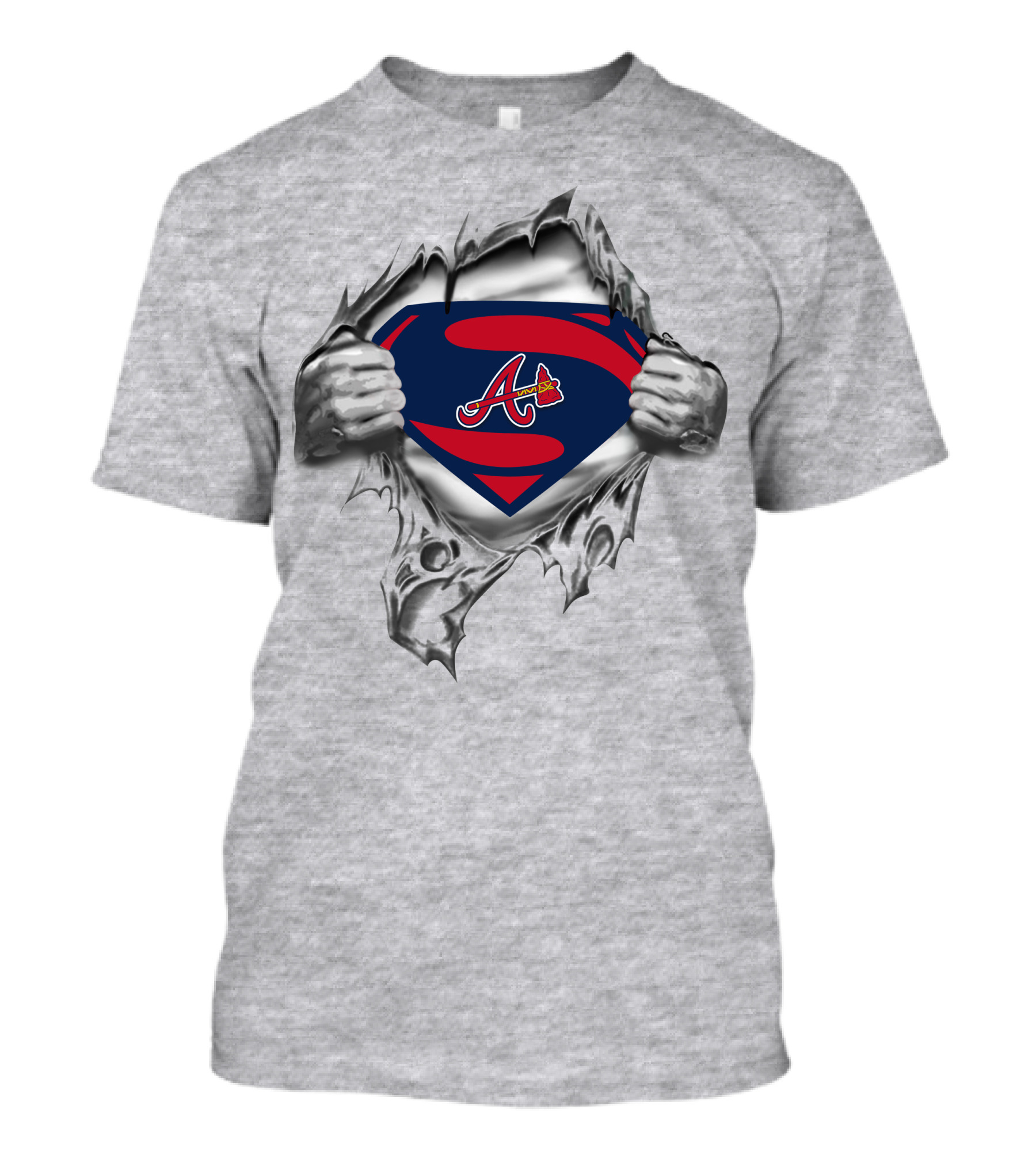 Braves Superman Logo Emblem With Ripped Costume T-Shirt