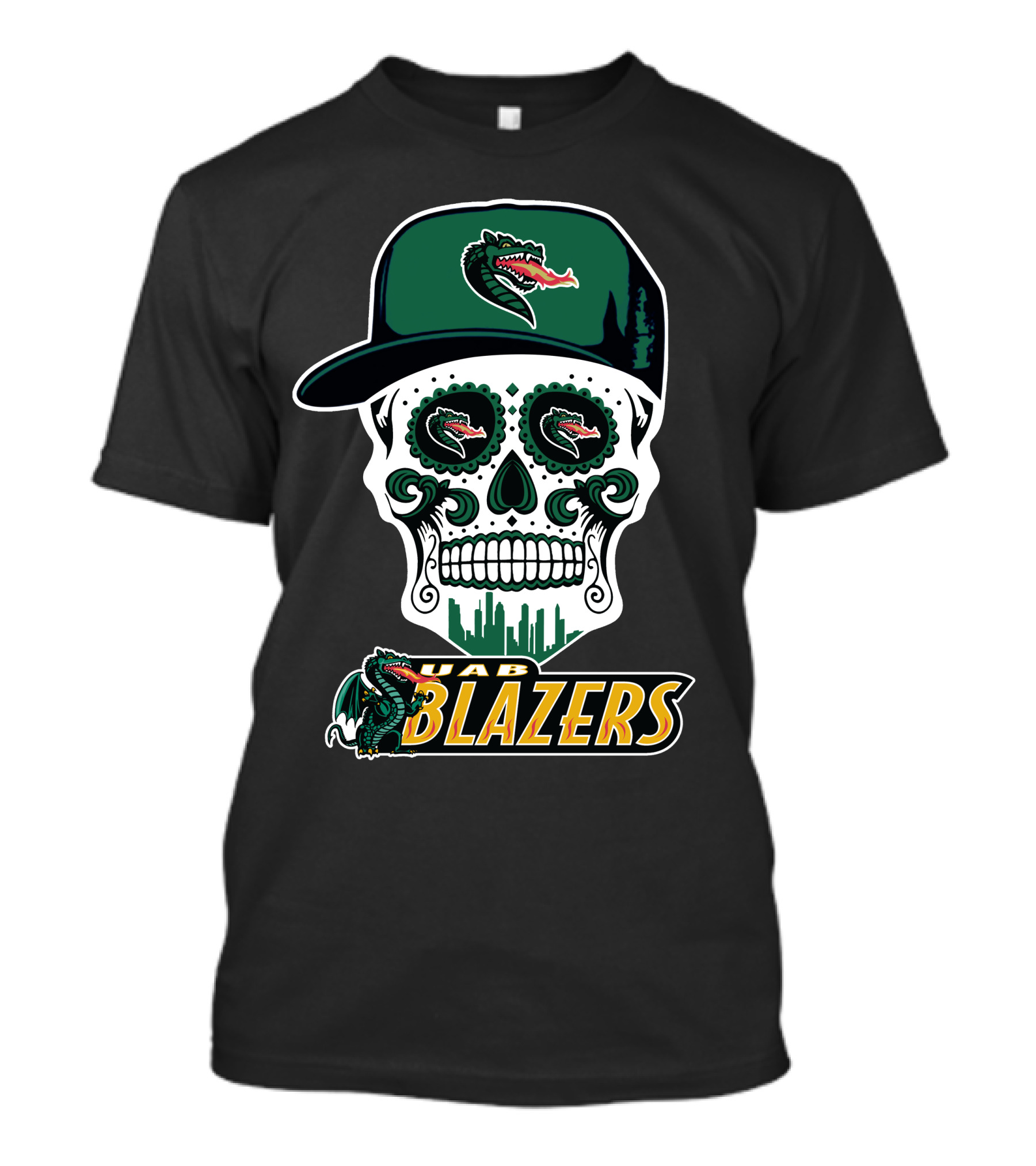 Uab Blazers Skull Sugar Day Of The Dead Style T-Shirt