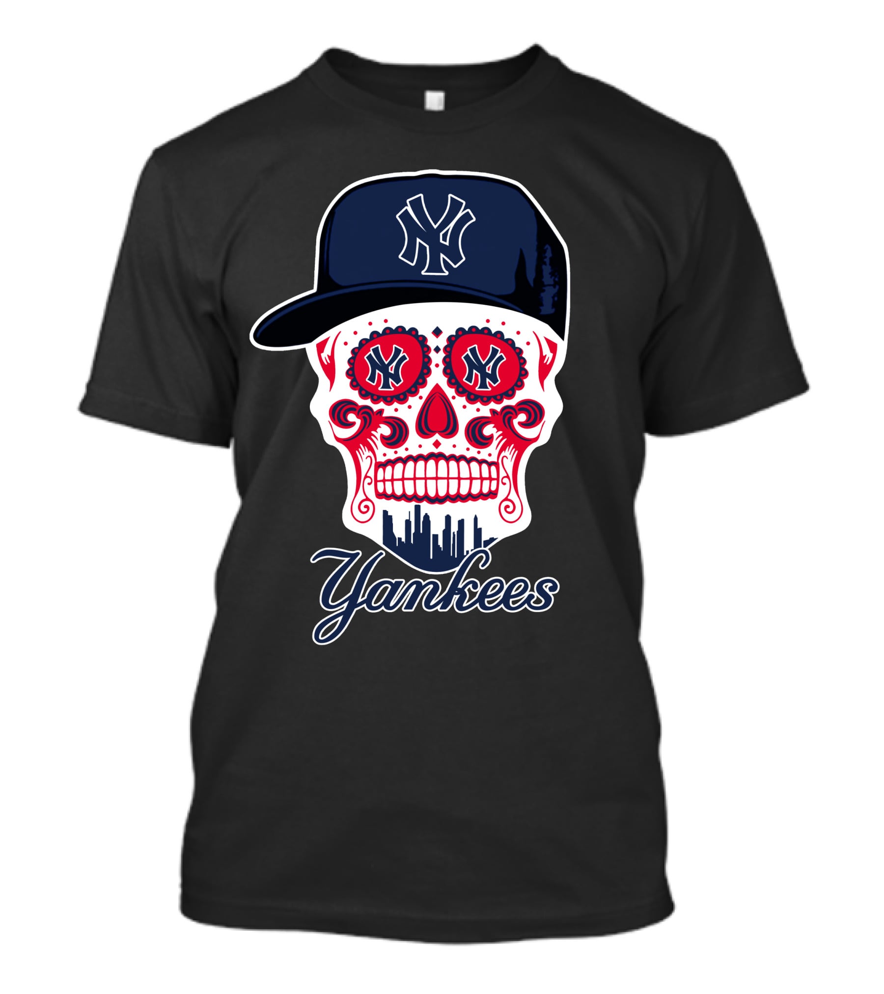 Yankees Skull New York Funny Sugar Skull T-Shirt