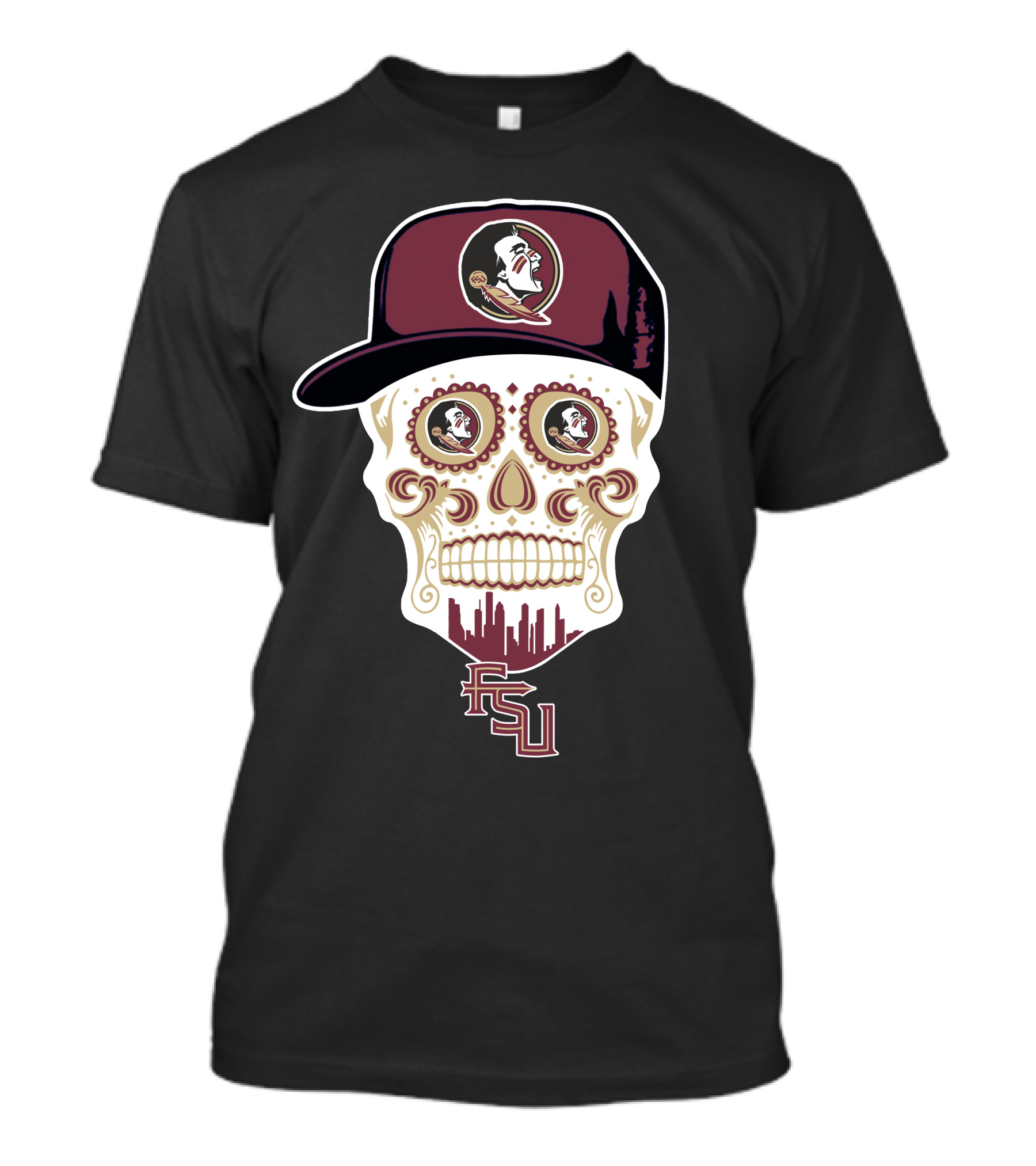 Florida State Seminoles Skull With Logo And Fsu T-Shirt