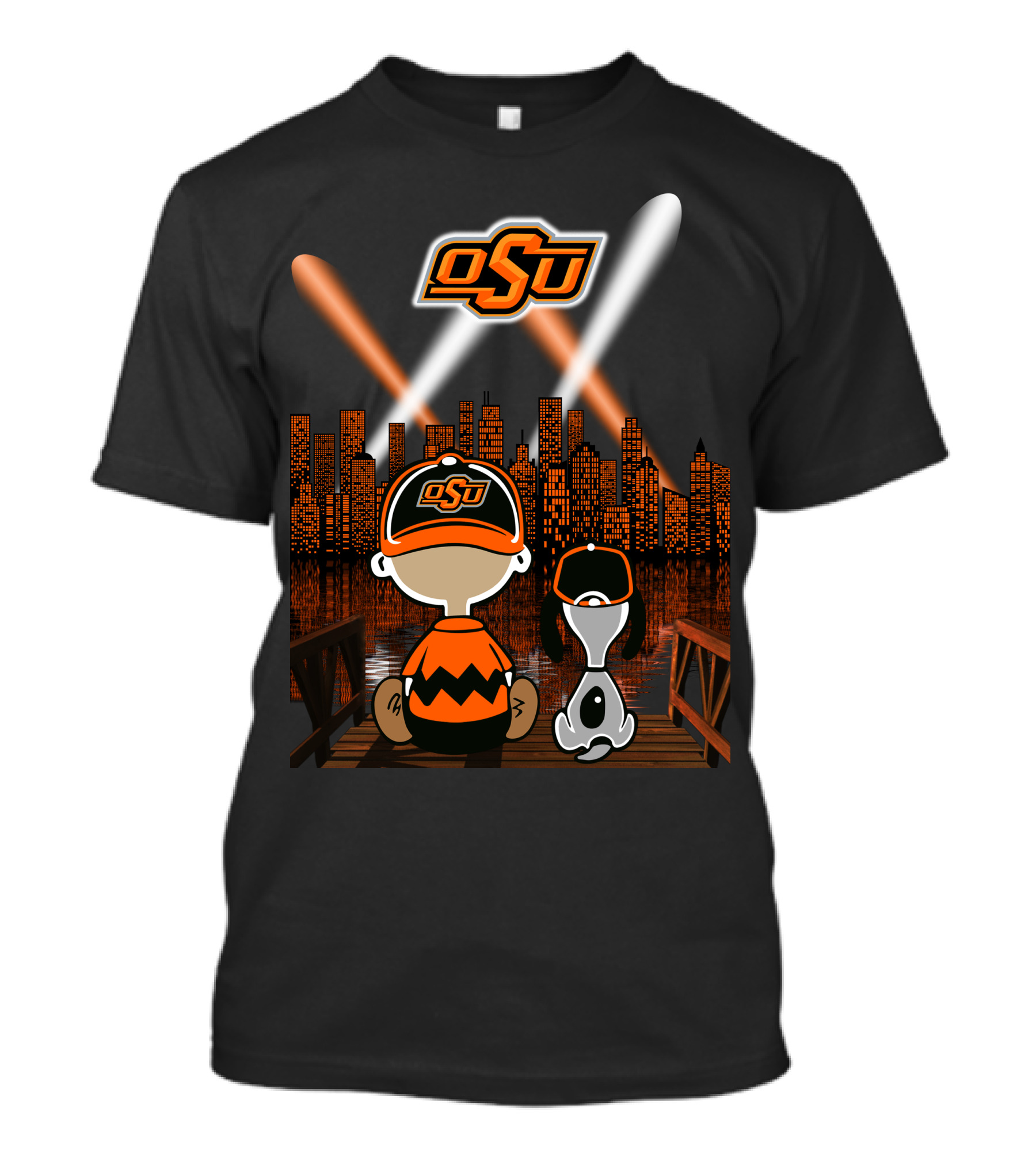Osu Oklahoma State Cowboys Nighttime City Skyline T-Shirt