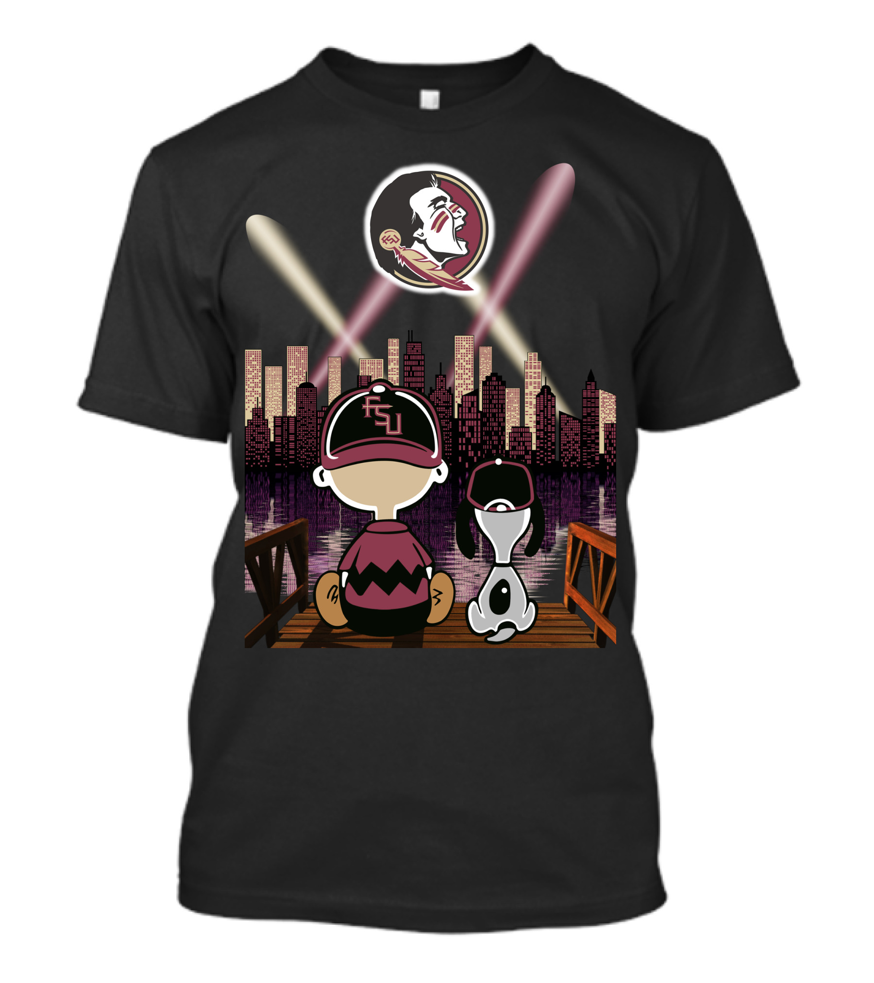 Florida State Seminoles Night City Skyline With Fsu Fans Watching T-Shirt