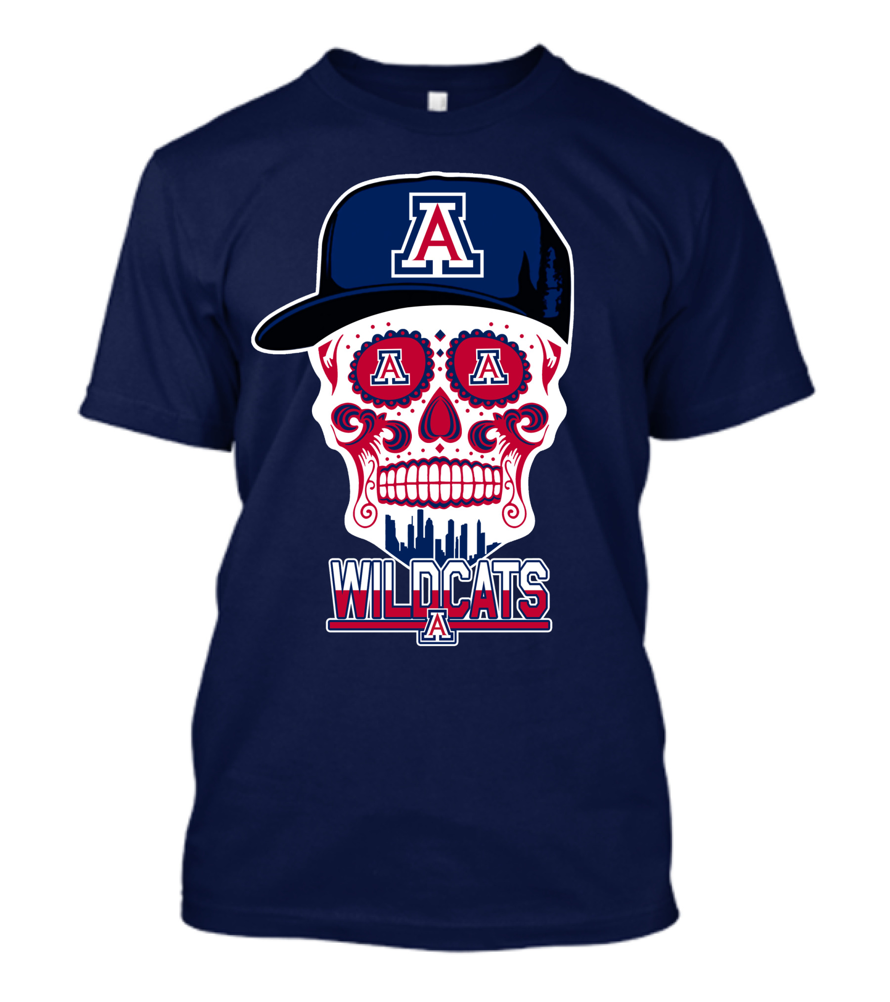 Arizona Wildcats Skull With 'A' Logo And Hat T-Shirt
