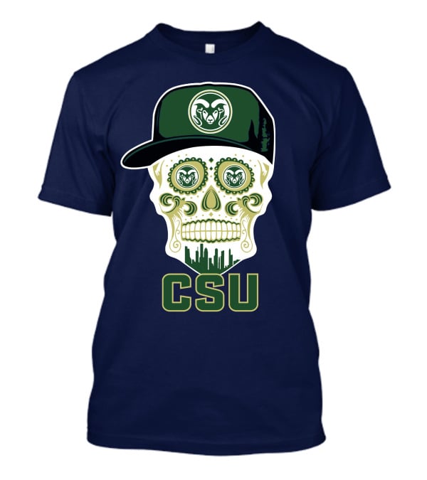 Csu Rams Sugar Skull With Cap T-Shirt
