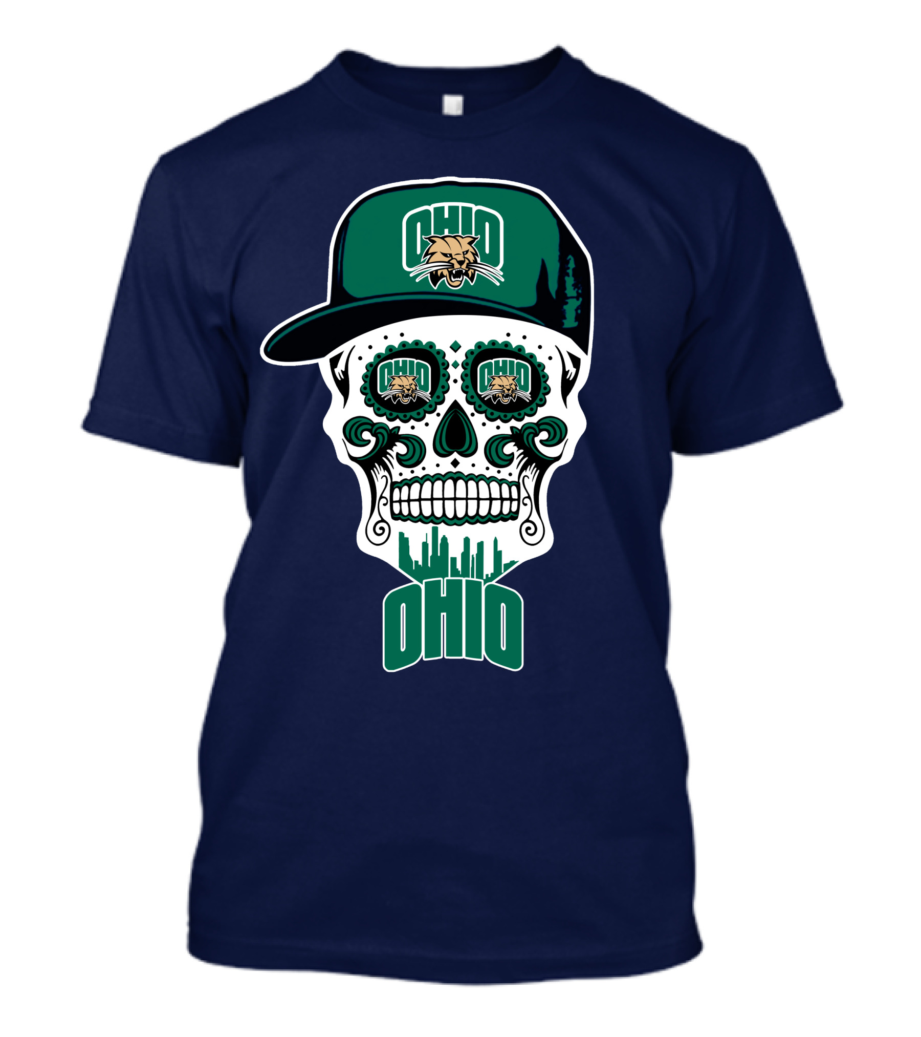Ohio Bobcats Sugar Skull Urban Cap T-Shirt