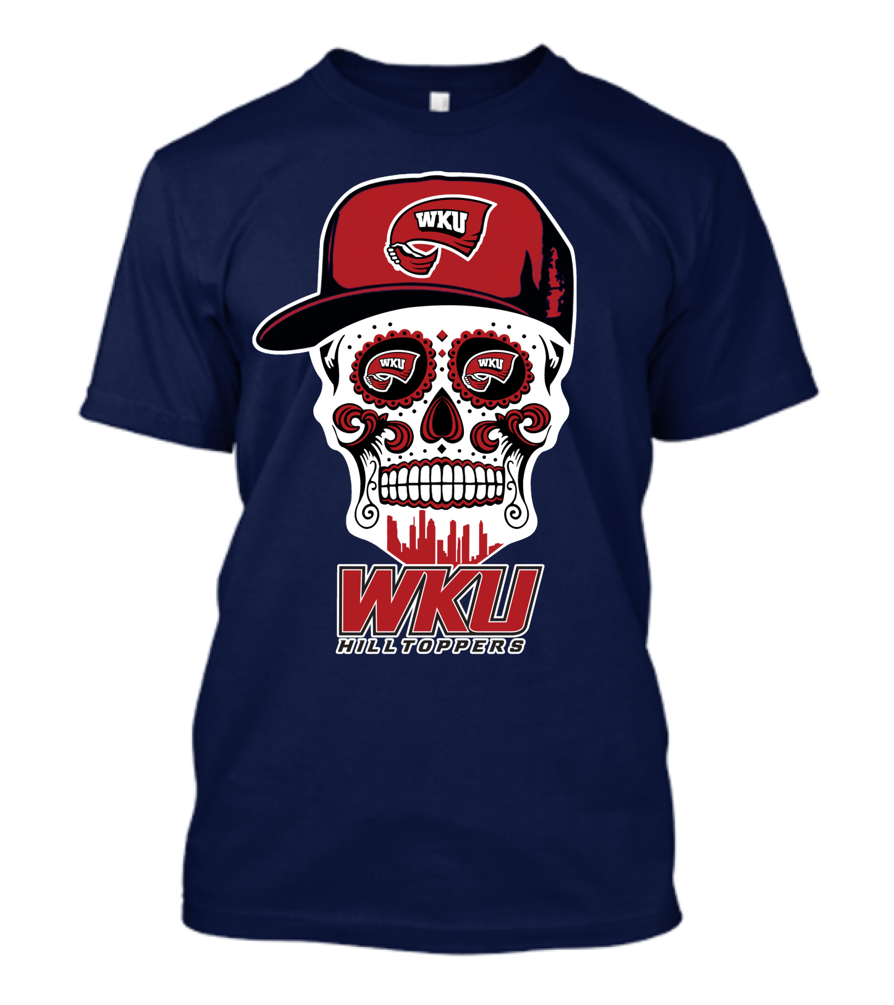 Wku Hilltoppers Sugar Skull With Hat T-Shirt