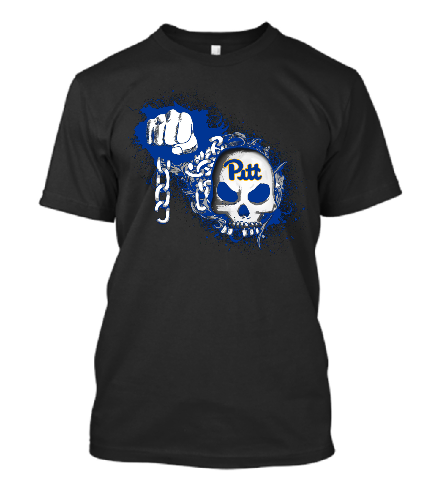 Pitt Panthers Skull And Chain Fist T-Shirt