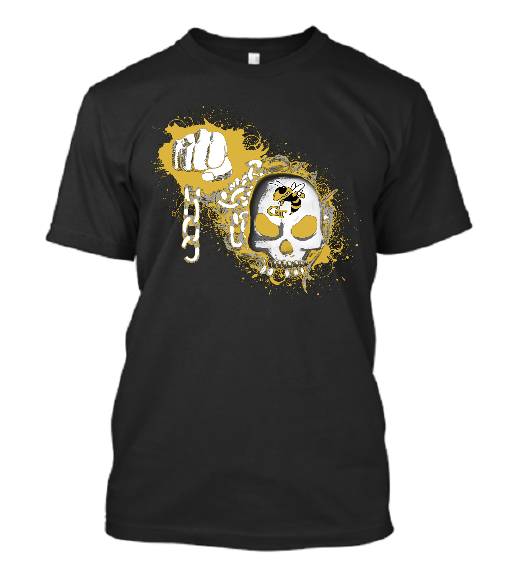 Georgia Tech Yellow Jackets Skull And Fist T-Shirt