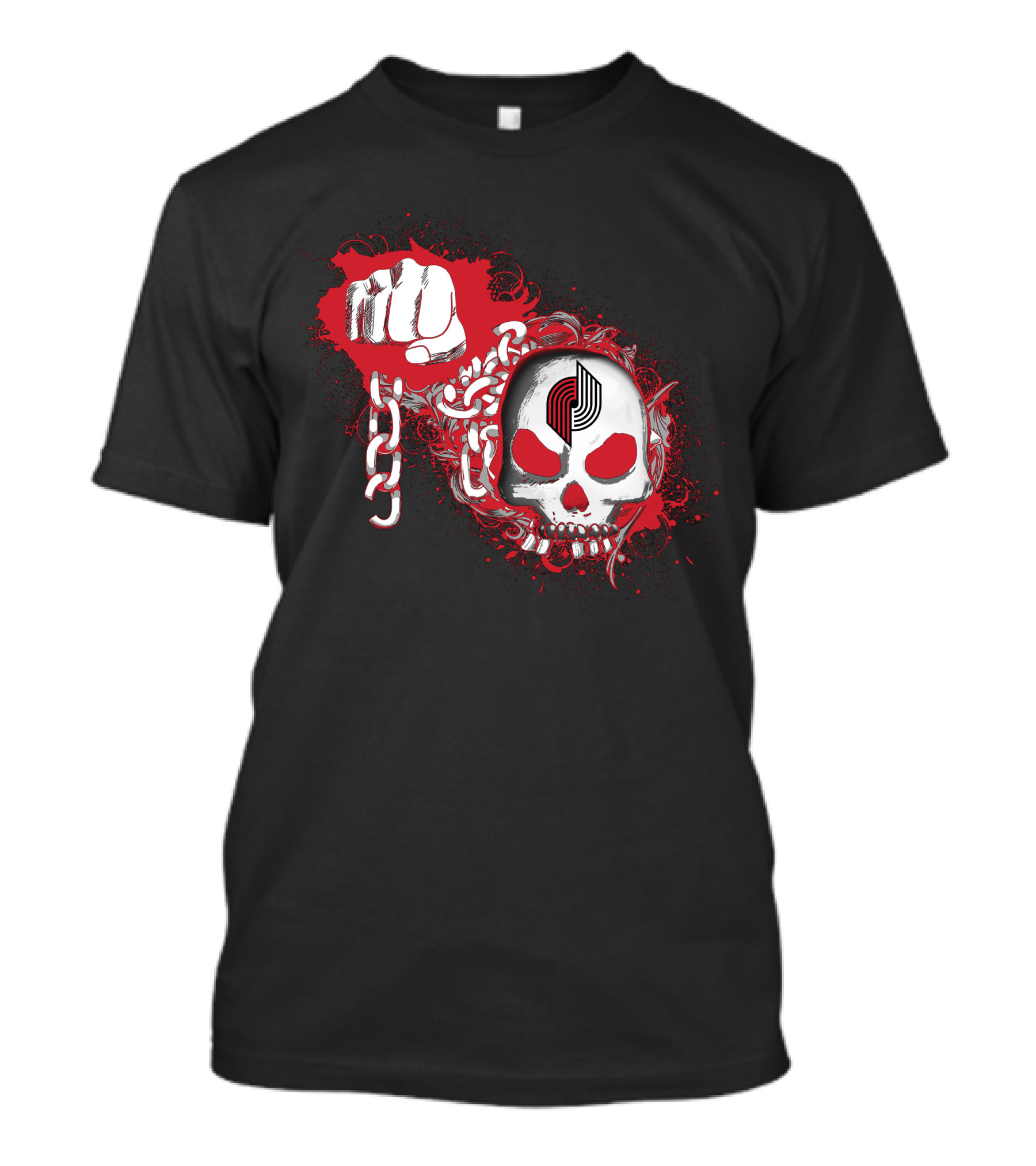 Portland Trail Blazers Skull Fist Chains T-Shirt
