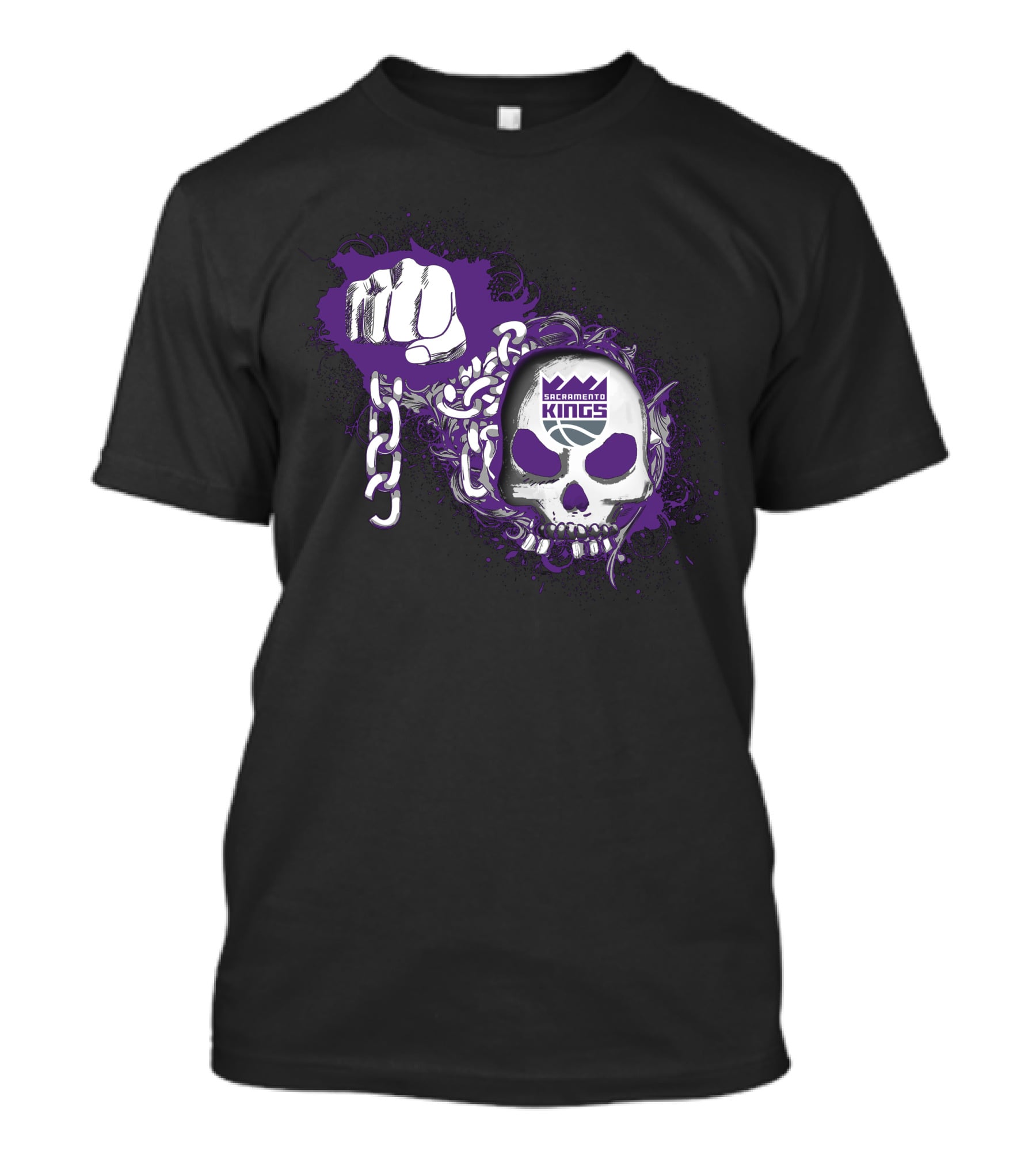 Sacramento Kings Skull Fist Chain T-Shirt