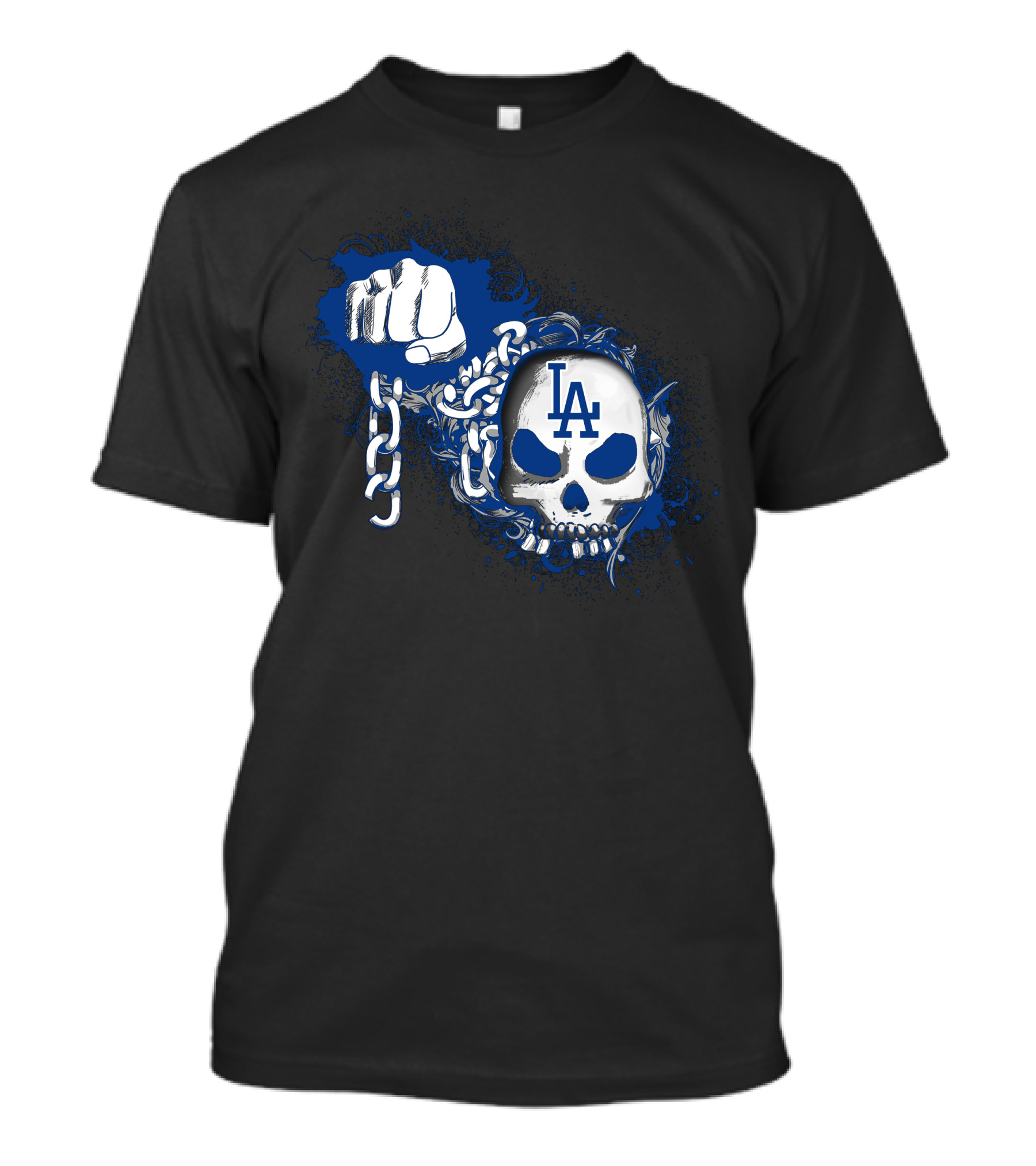 Los Angeles Dodgers La Skull Chain Fist T-Shirt