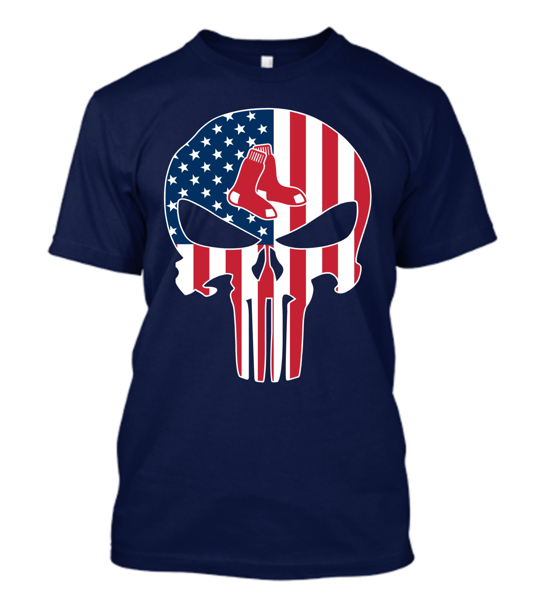 Boston Red Sox Skull American Flag Socks Crossover T-Shirt